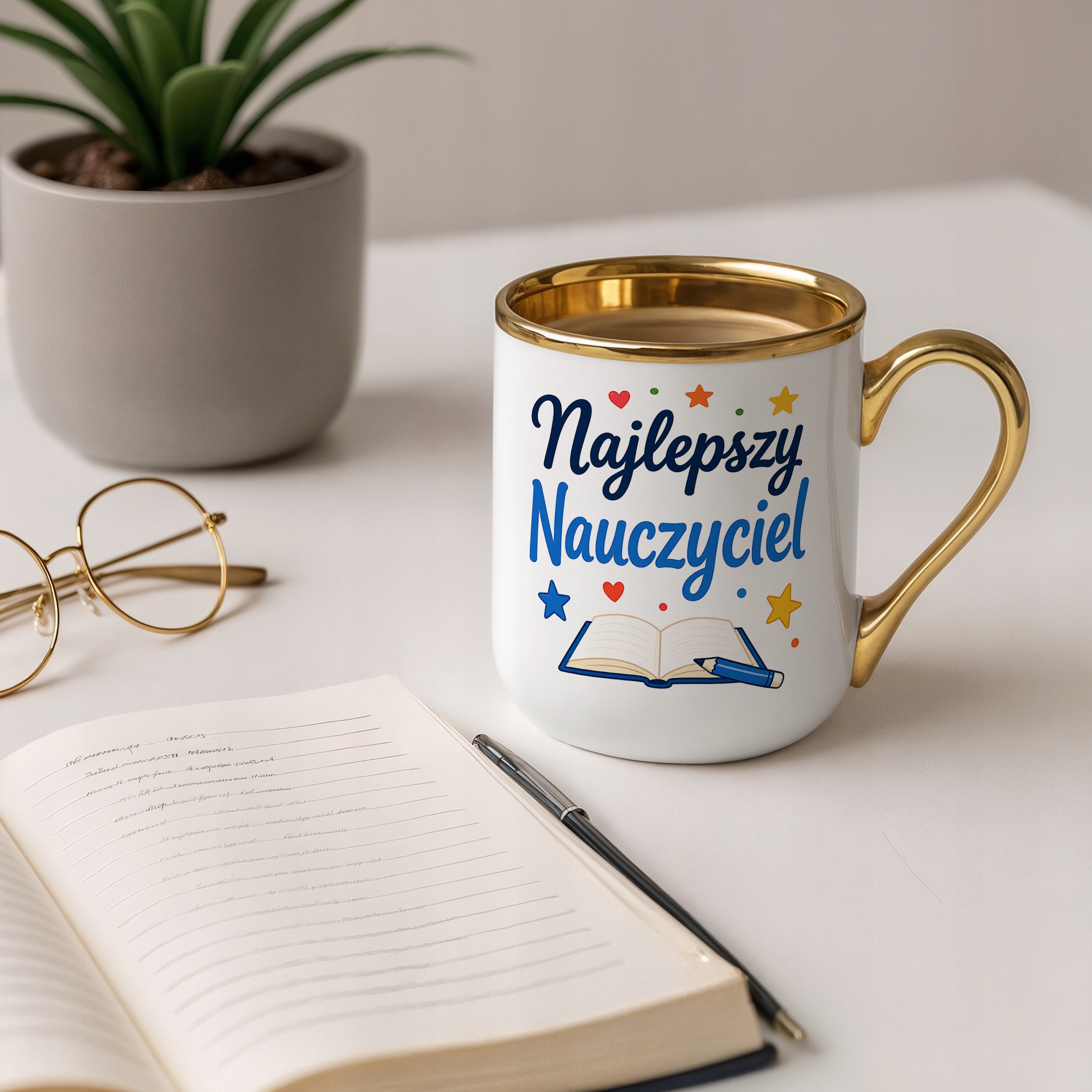 Kubek Premium Złoty Dzień Nauczyciela Dla Nauczyciela Prezent Upominek