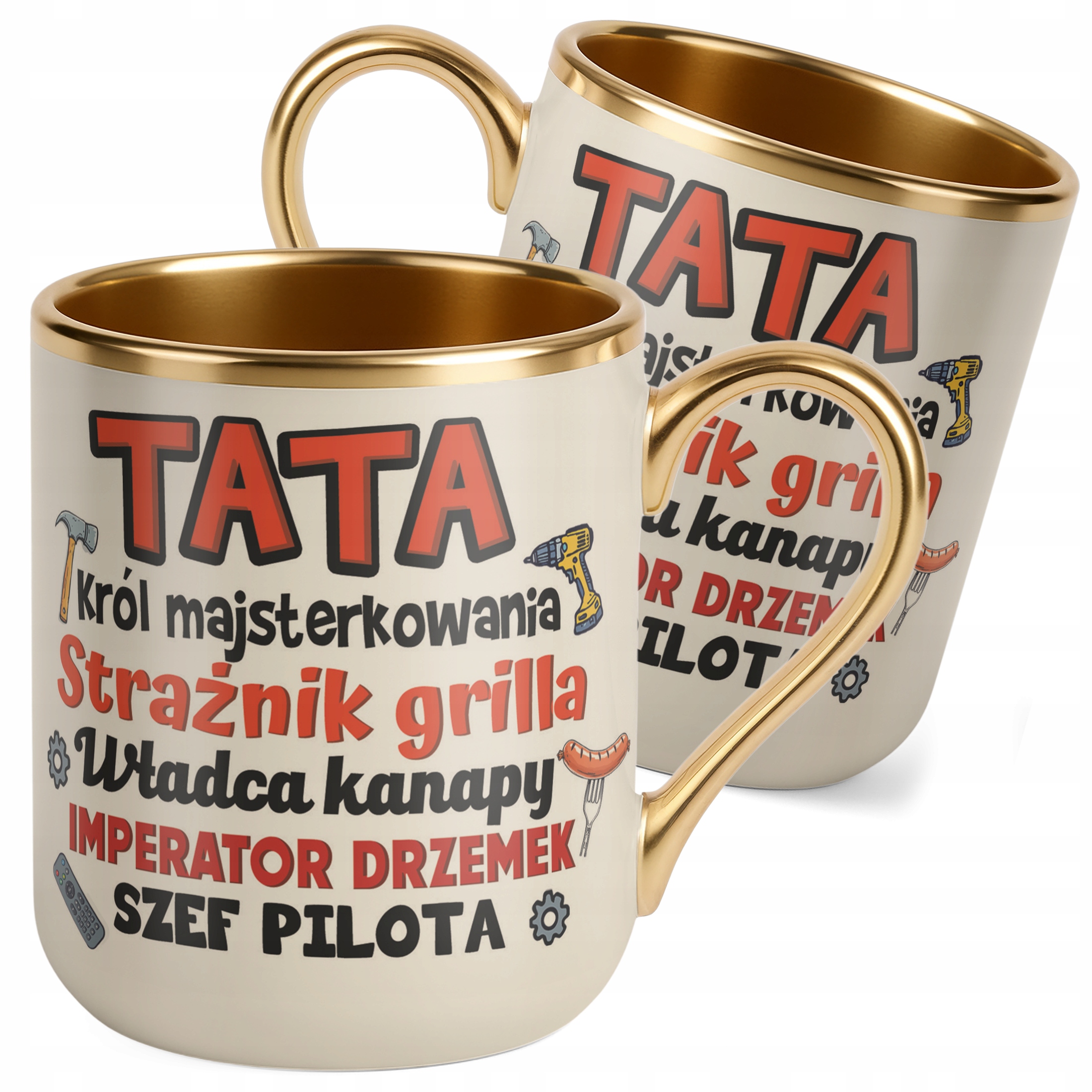 Kubek Premium Złoty Ecru Dzień Ojca Dla Taty Majstra Prezent