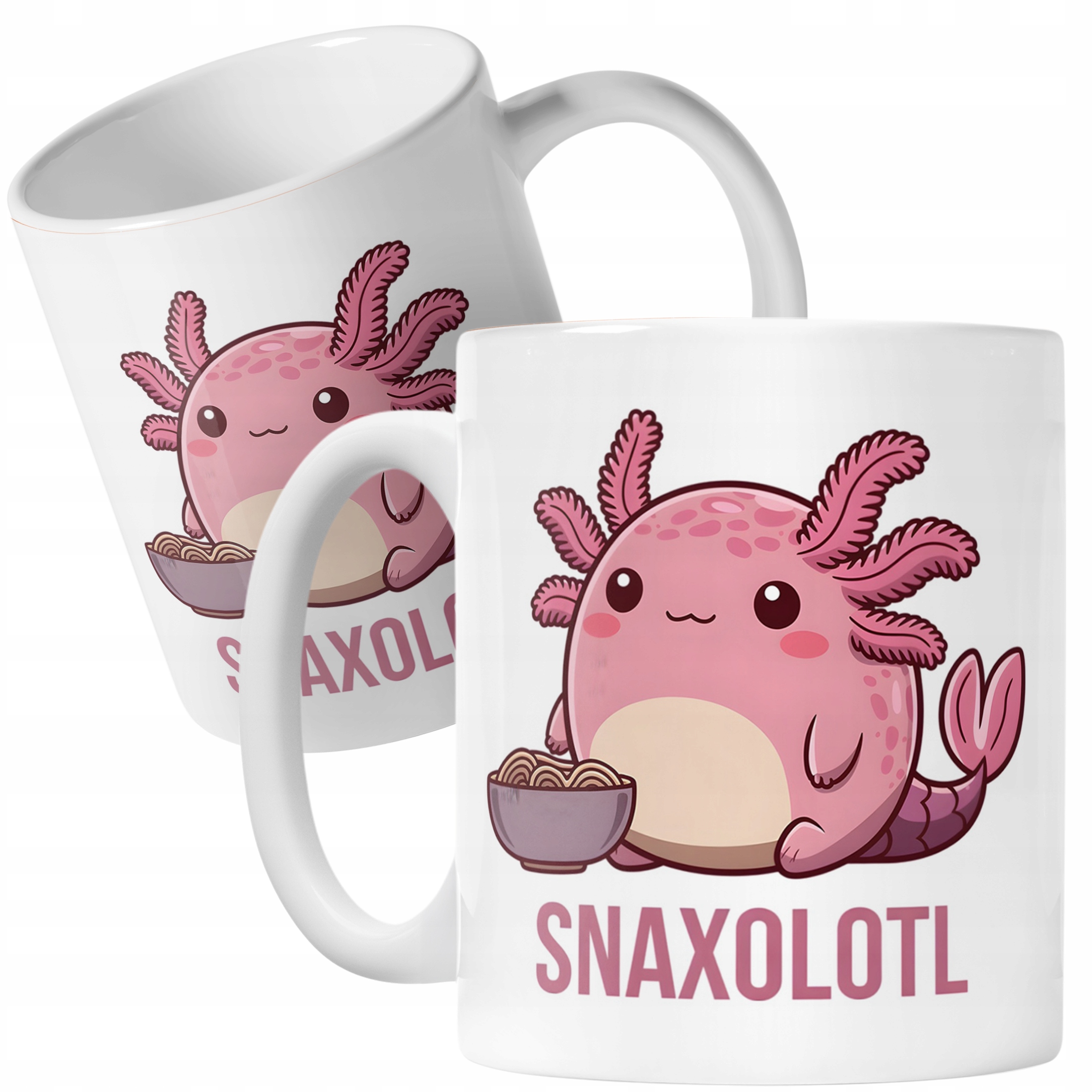 Kubek biały 330ml dla dziecka Aksolotl Axolotl Słodki Różowy Zwierzak OK