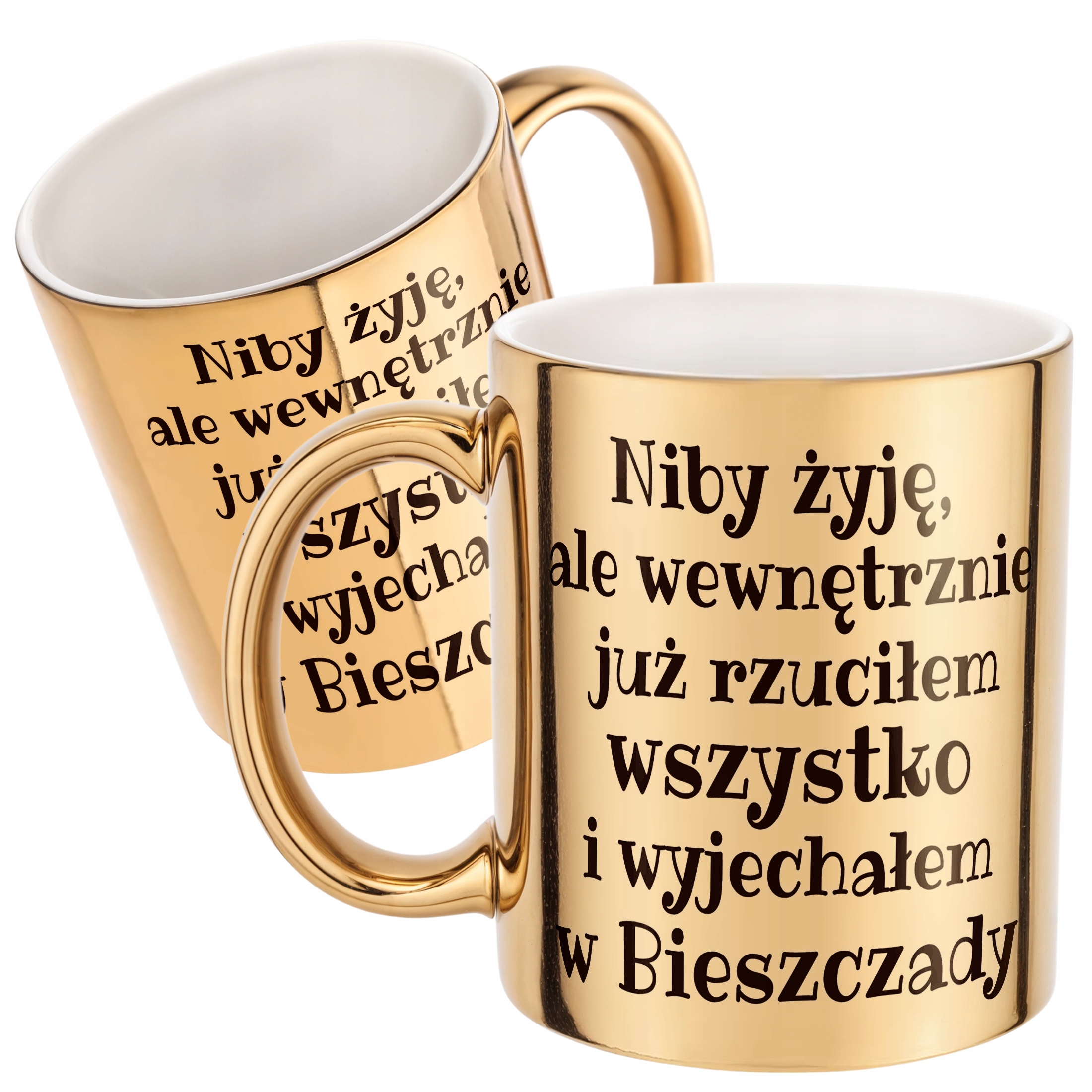 Złoty Kubek Niby Żyje Ale Wewnętrznie Śmieszny Zabawny Prezent