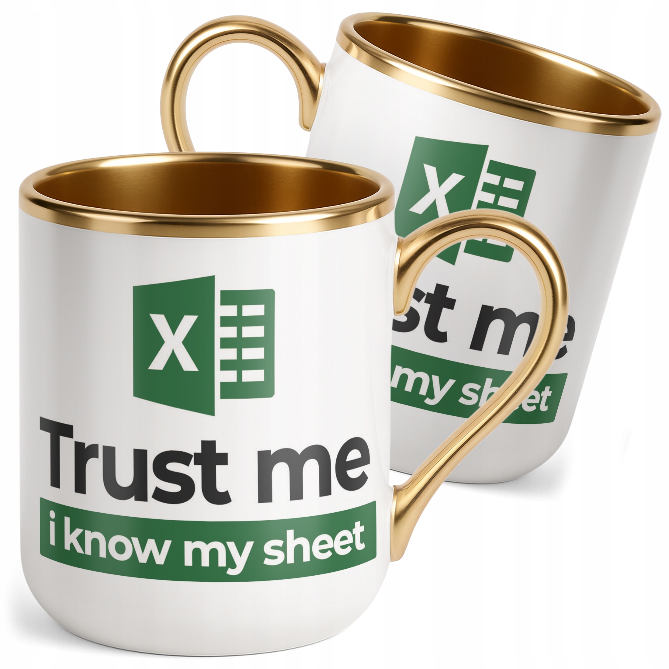 Kubek Premium Złoty Trust Me I Know My Sheet Excel Zabawny Prezent Praca