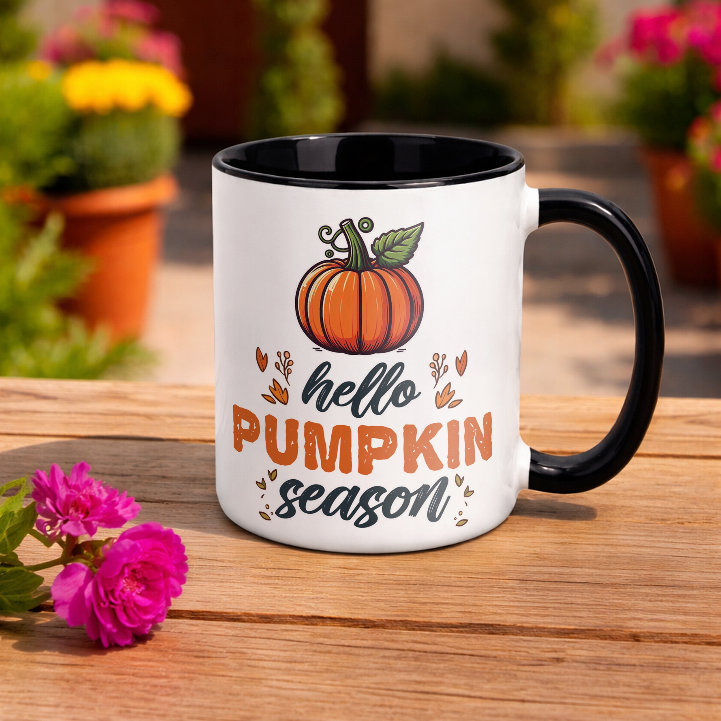 Kubek Czarny Jesienny Jesień Hello Pumpkin Dynia Prezent