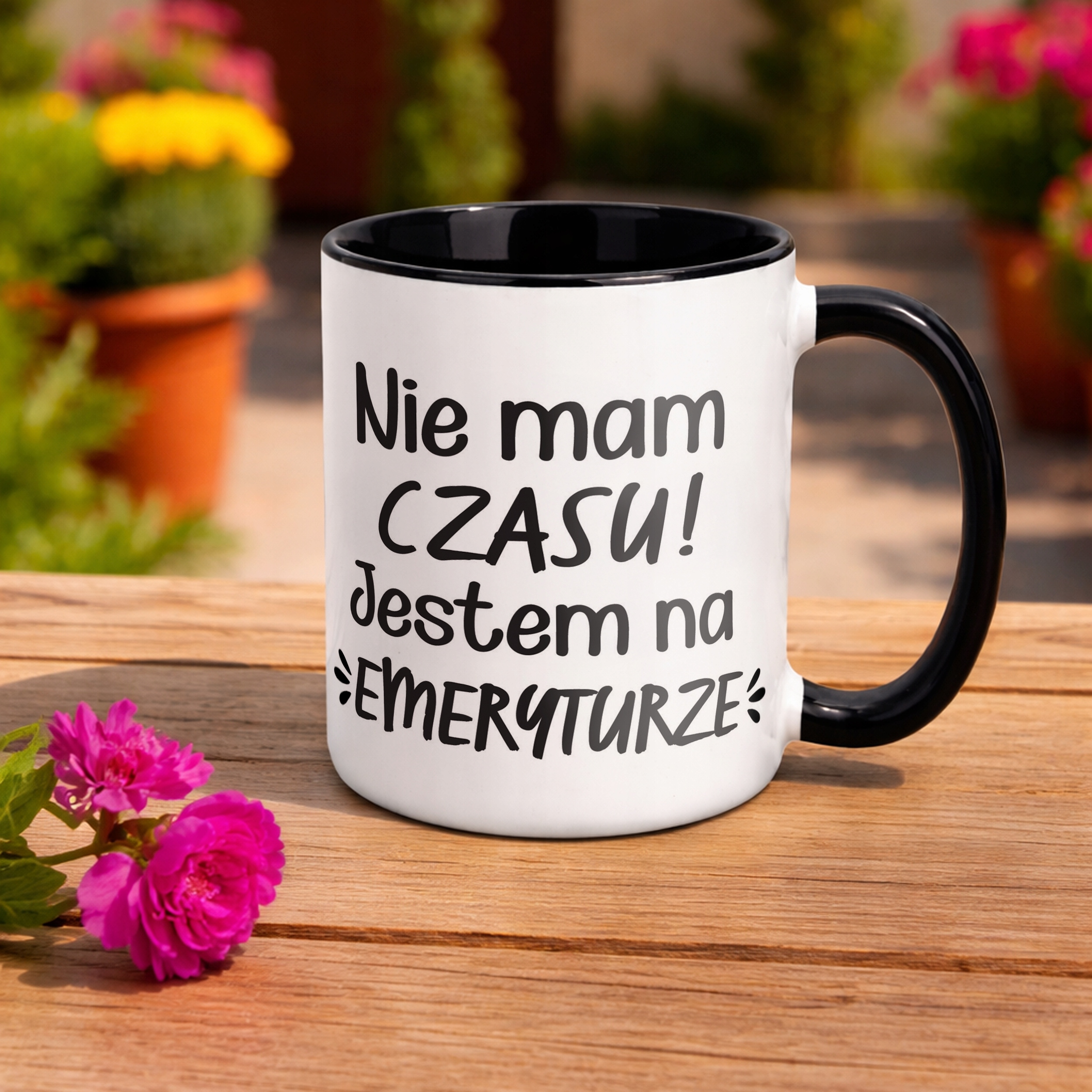 Kubek Czarny z okazji Emerytury Dla Emeryta Emerytki Prezent Upominek