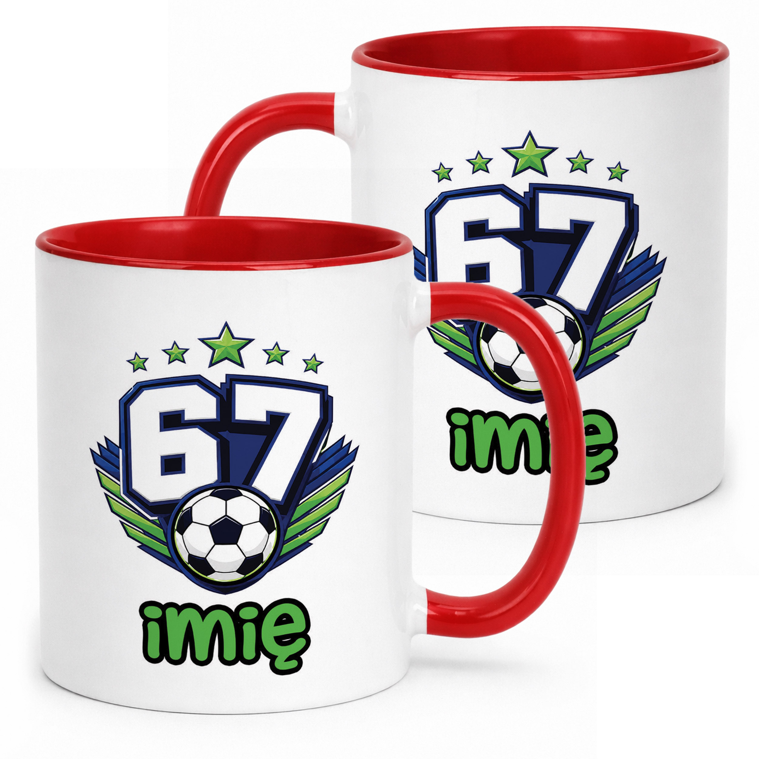 Kubek Czerwony z nadrukiem personalizowany 67 SIX SEVEN Dla Dzieci Prezent