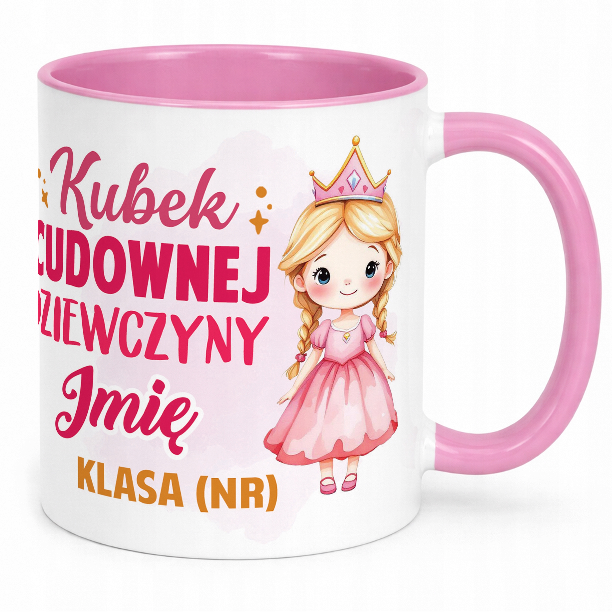 Kubek Różowy Z Imieniem Klasa Dzień Kobiet Dla Dziewczynki Prezent