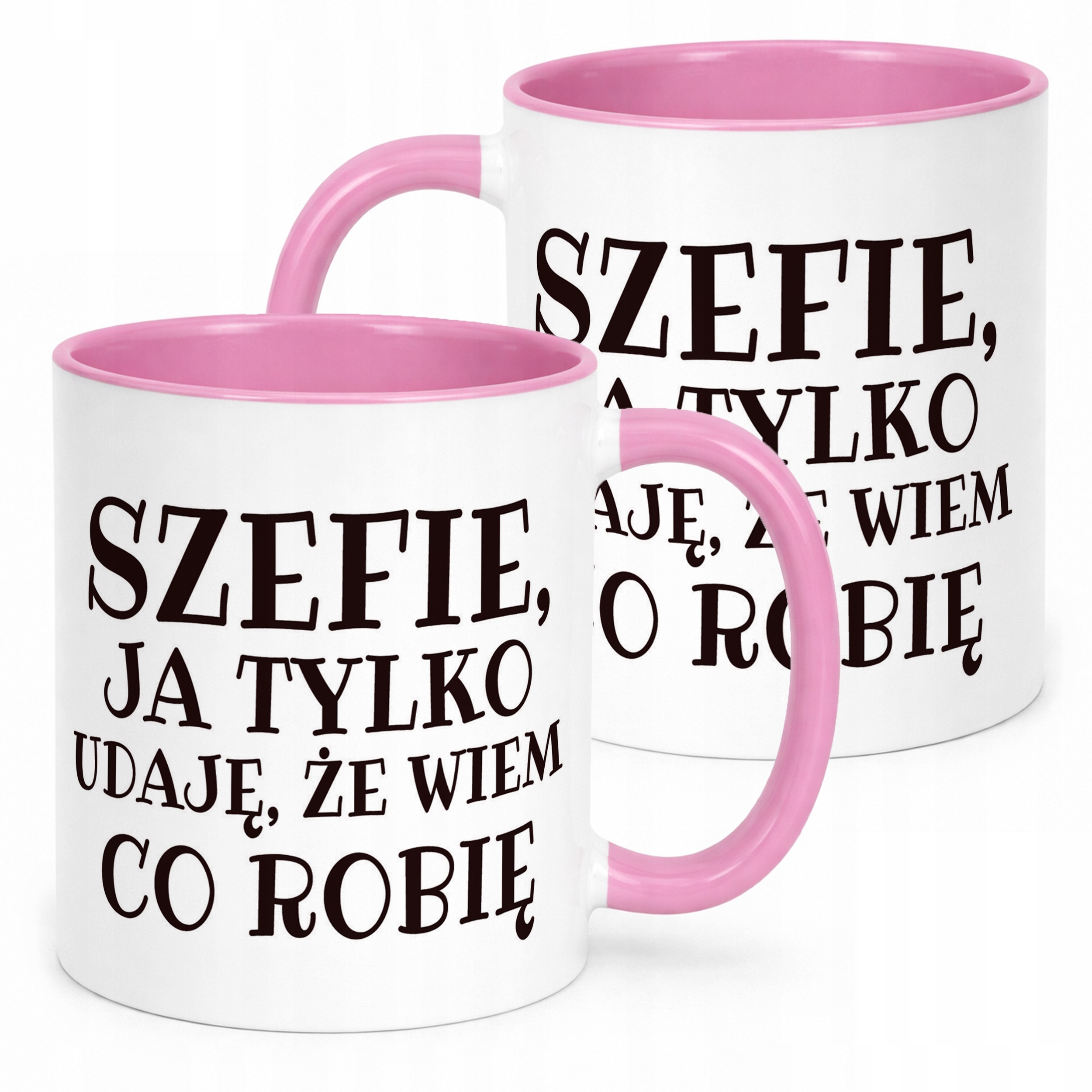 Kubek Różowy Szefie Ja Tylko Udaję Śmieszny Zabawny Prezent