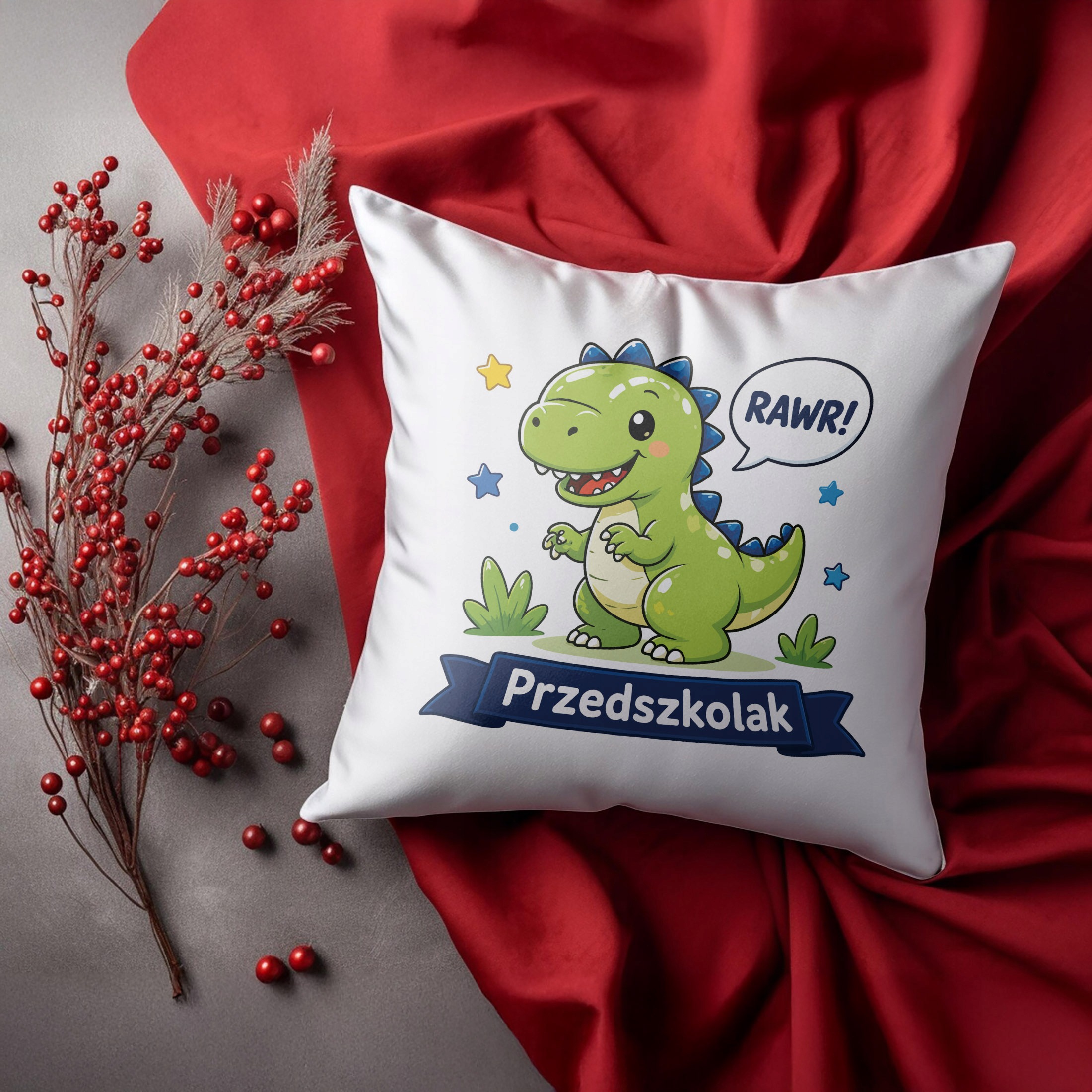 Zestaw Kubek Różowy Poduszka Z Nadrukiem Przedszkolak Szkoła Prezent
