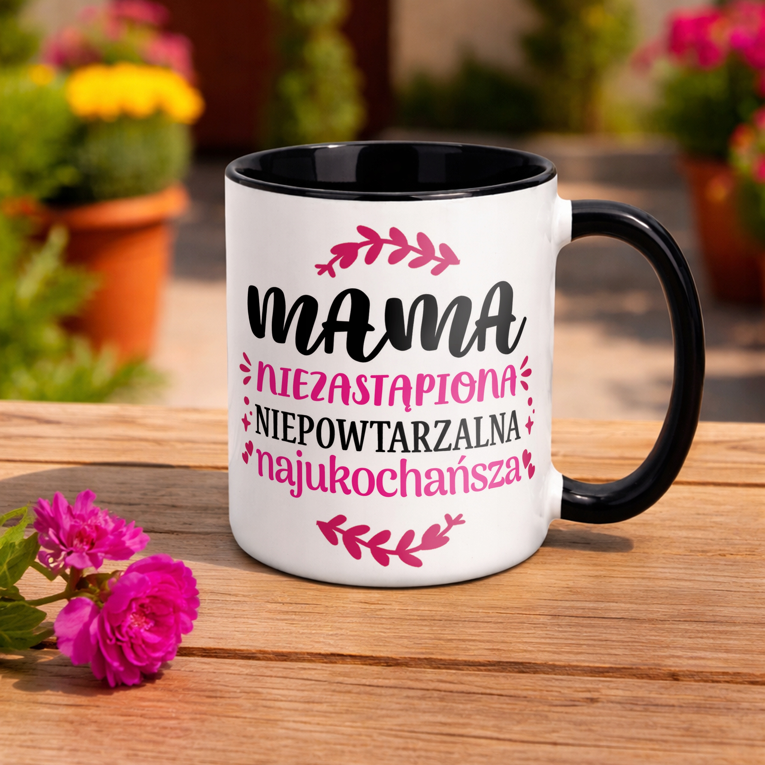 Kubek Czarny Dzień Matki Dla Mamy Prezent Niezastąpiona Niepowtarzalna