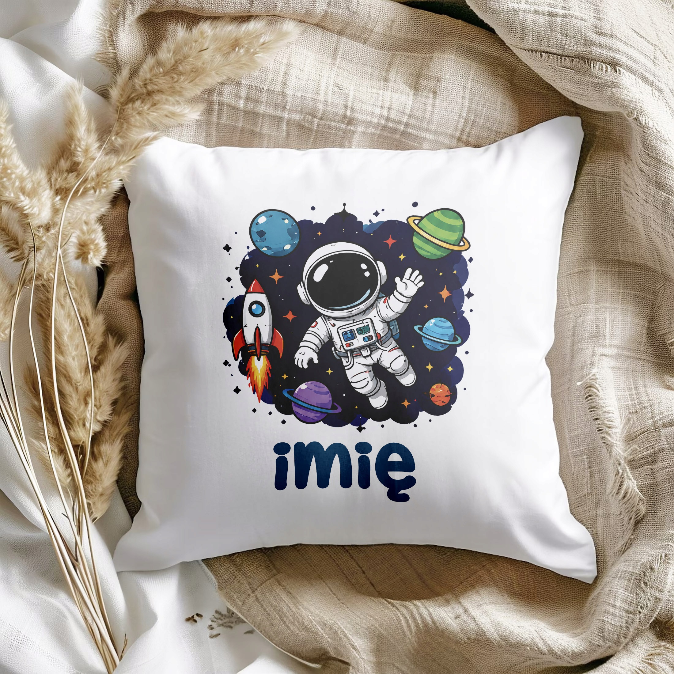 Zestaw Personalizowany Kubek Czerwony Poduszka Astronauta Prezent