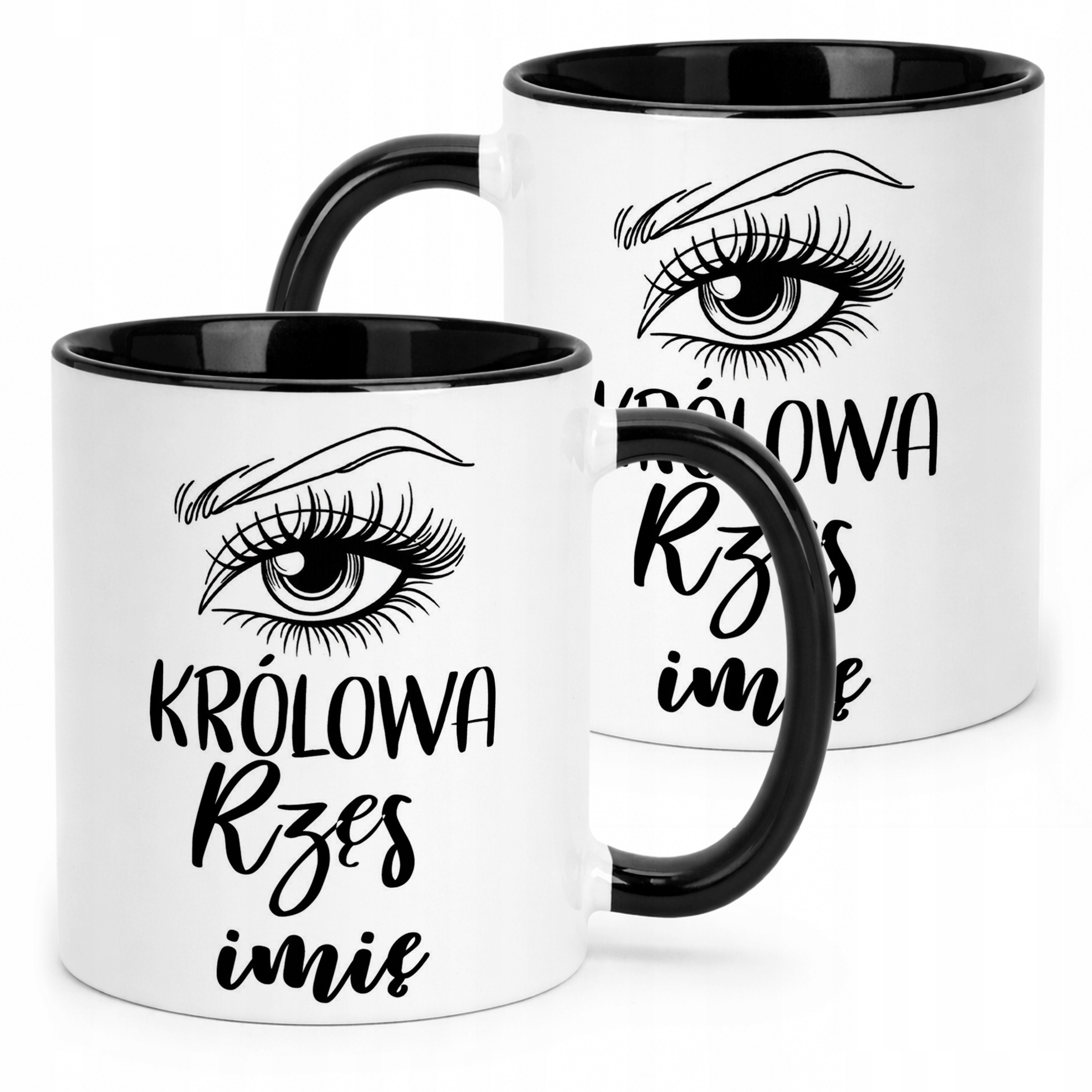 Kubek Czarny Personalizowany Królowa Rzęs Dla Stylistki Prezent