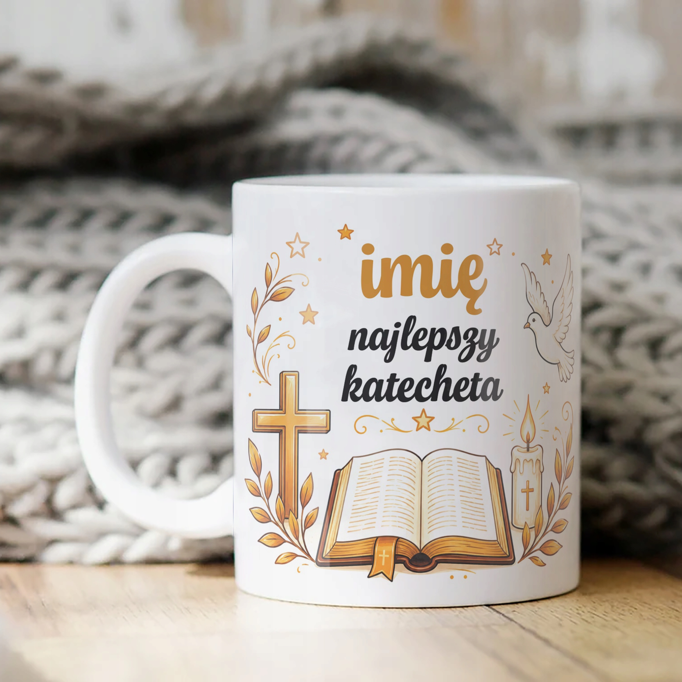 Kubek z Imieniem Dzień Nauczyciela Zakończenie Roku Dla Katechety Prezent