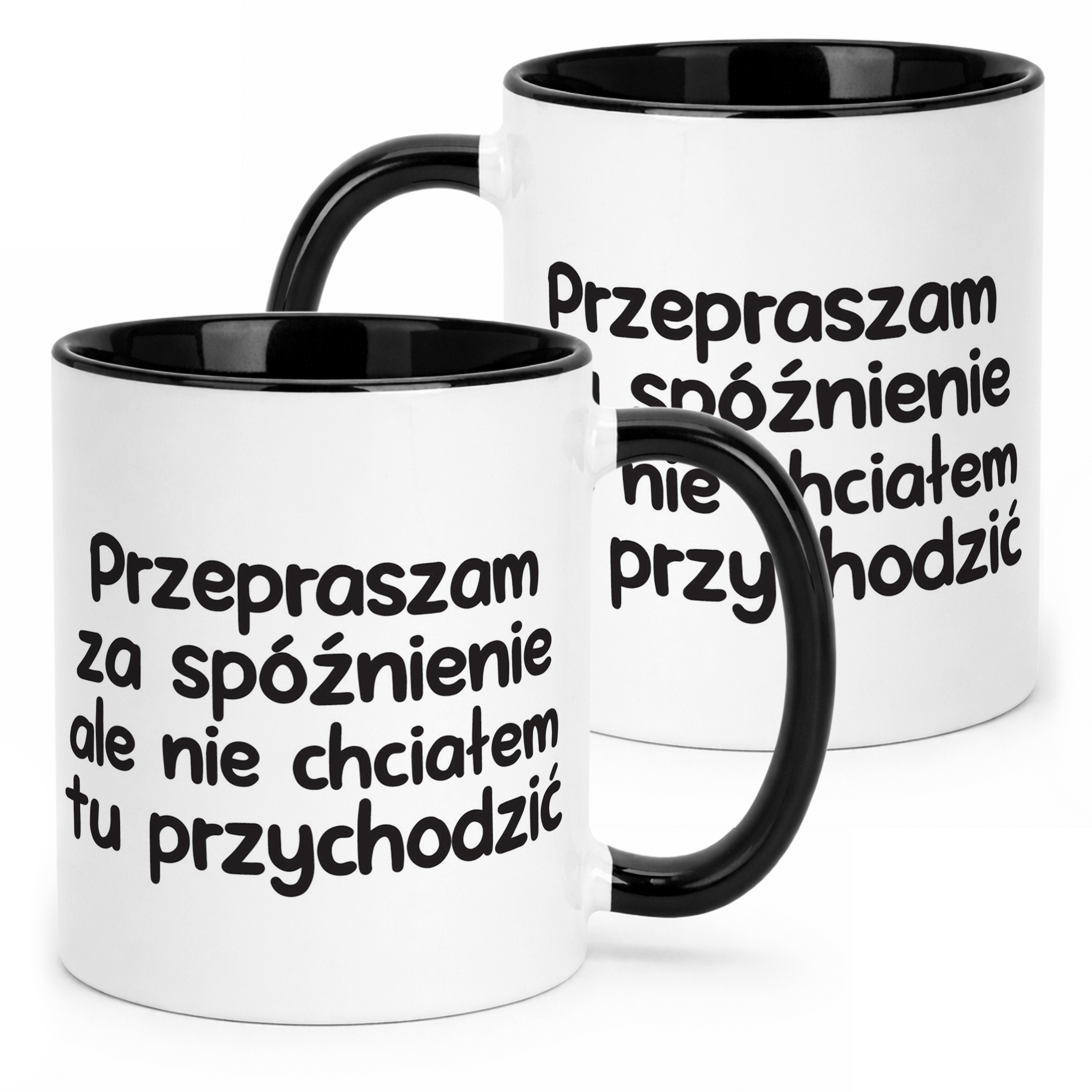 Kubek Czarny Przepraszam Za Spóźnienie Śmieszny Zabawny Prezent