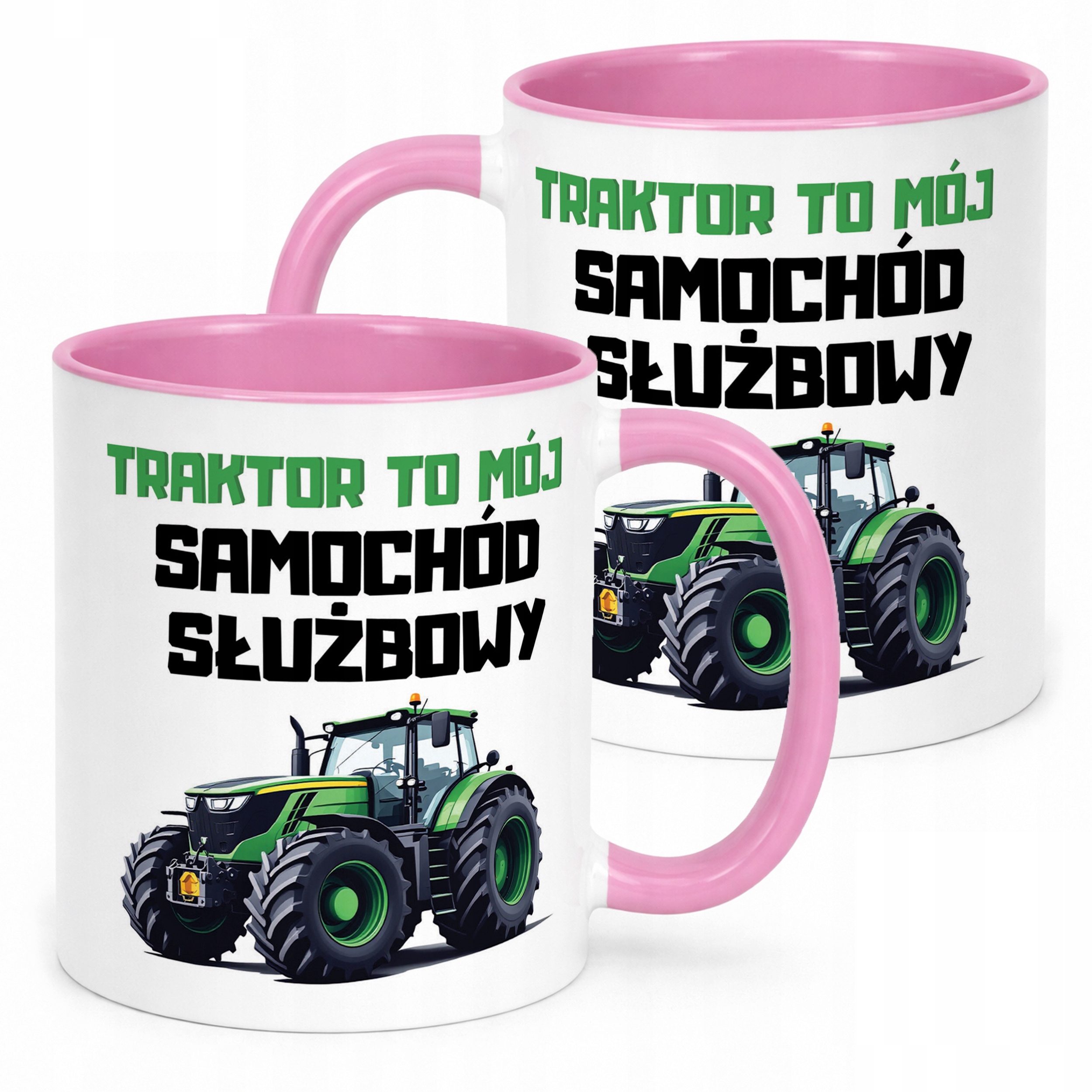 Kubek Różowy Rolnik Dla Rolnika Traktor Zabawny Prezent Upominek