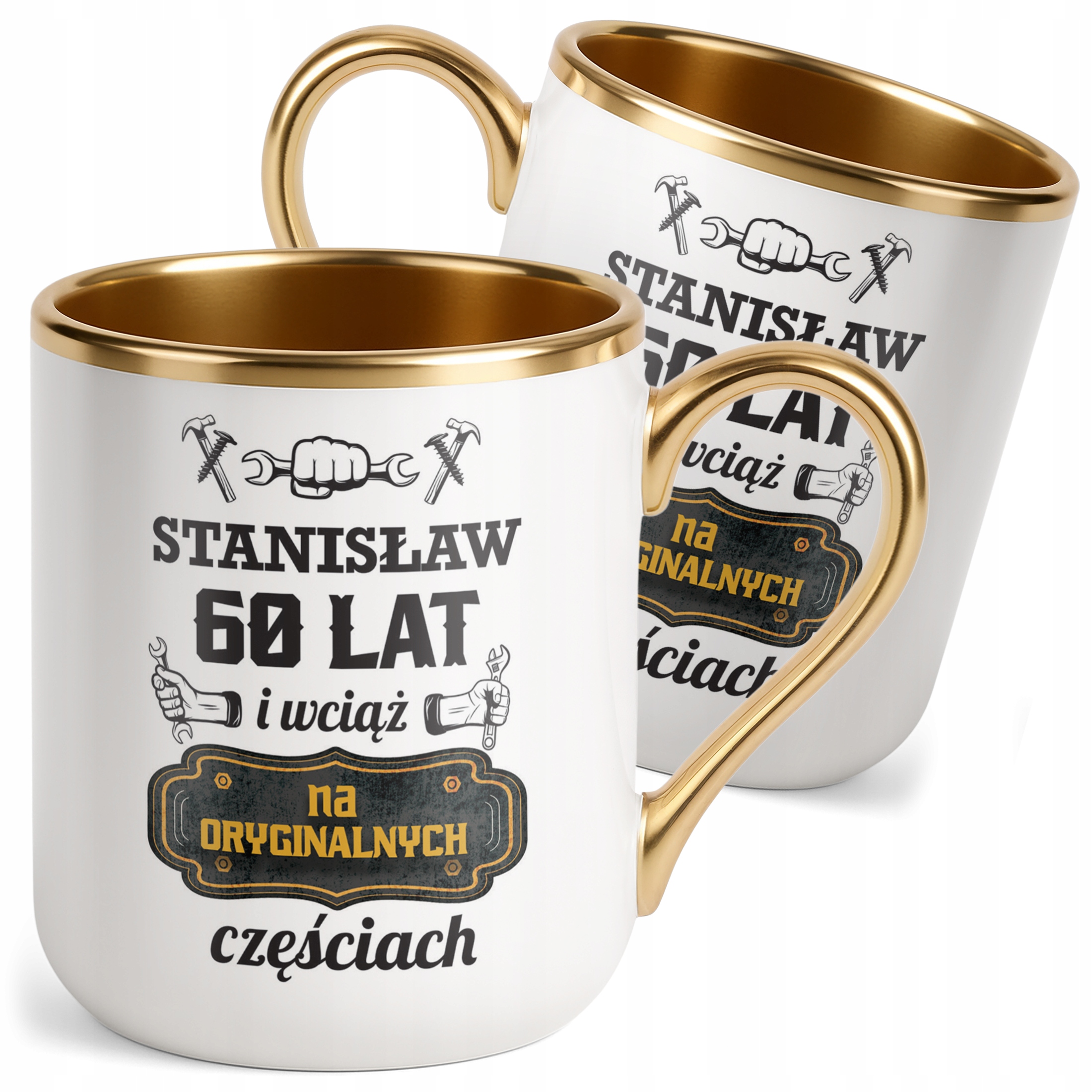 Kubek Premium Złoty Personalizowany Na Oryginalnych Częściach Urodziny