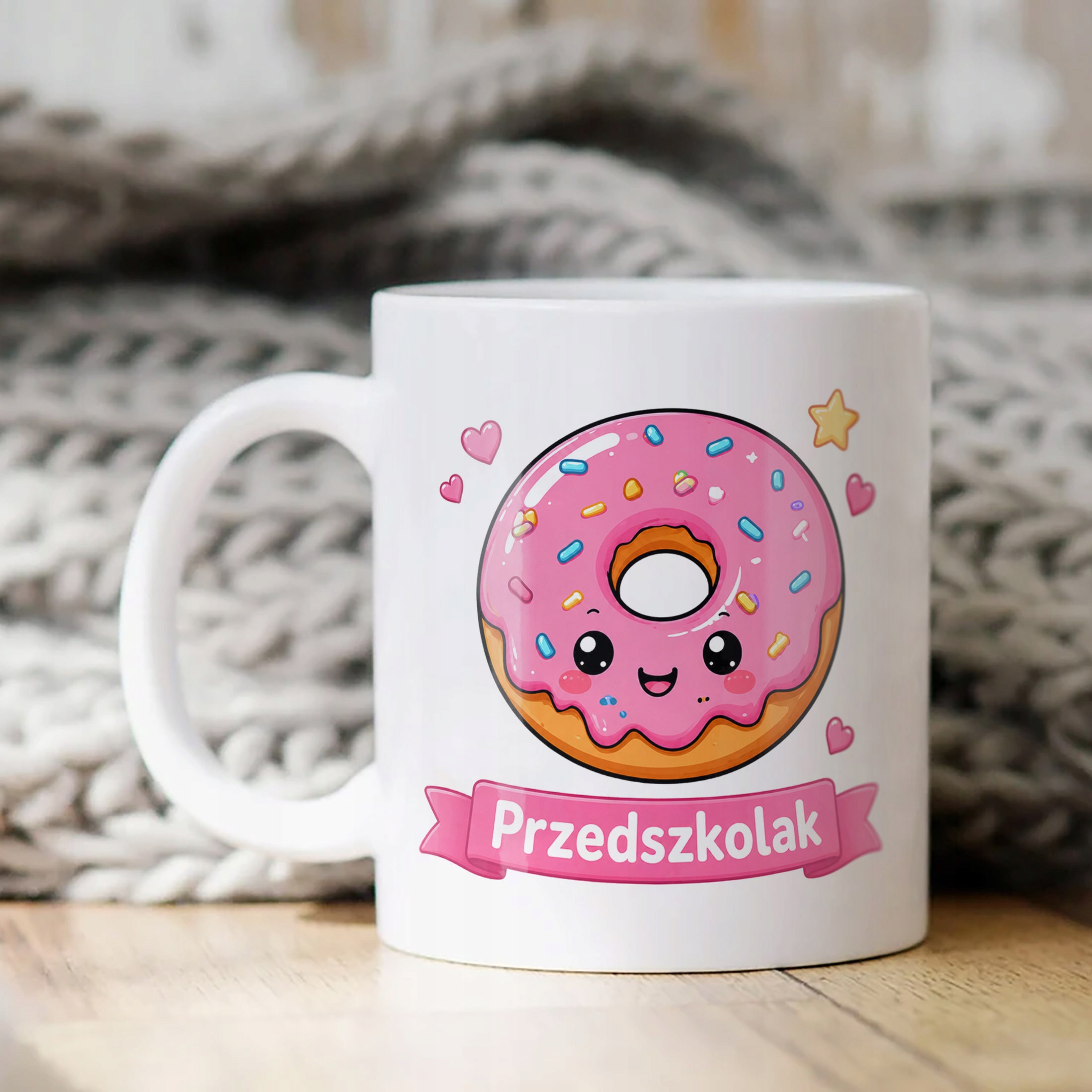 Biały Kubek z nadrukiem Przedszkolak Szkoła Dla Dzieci Prezent