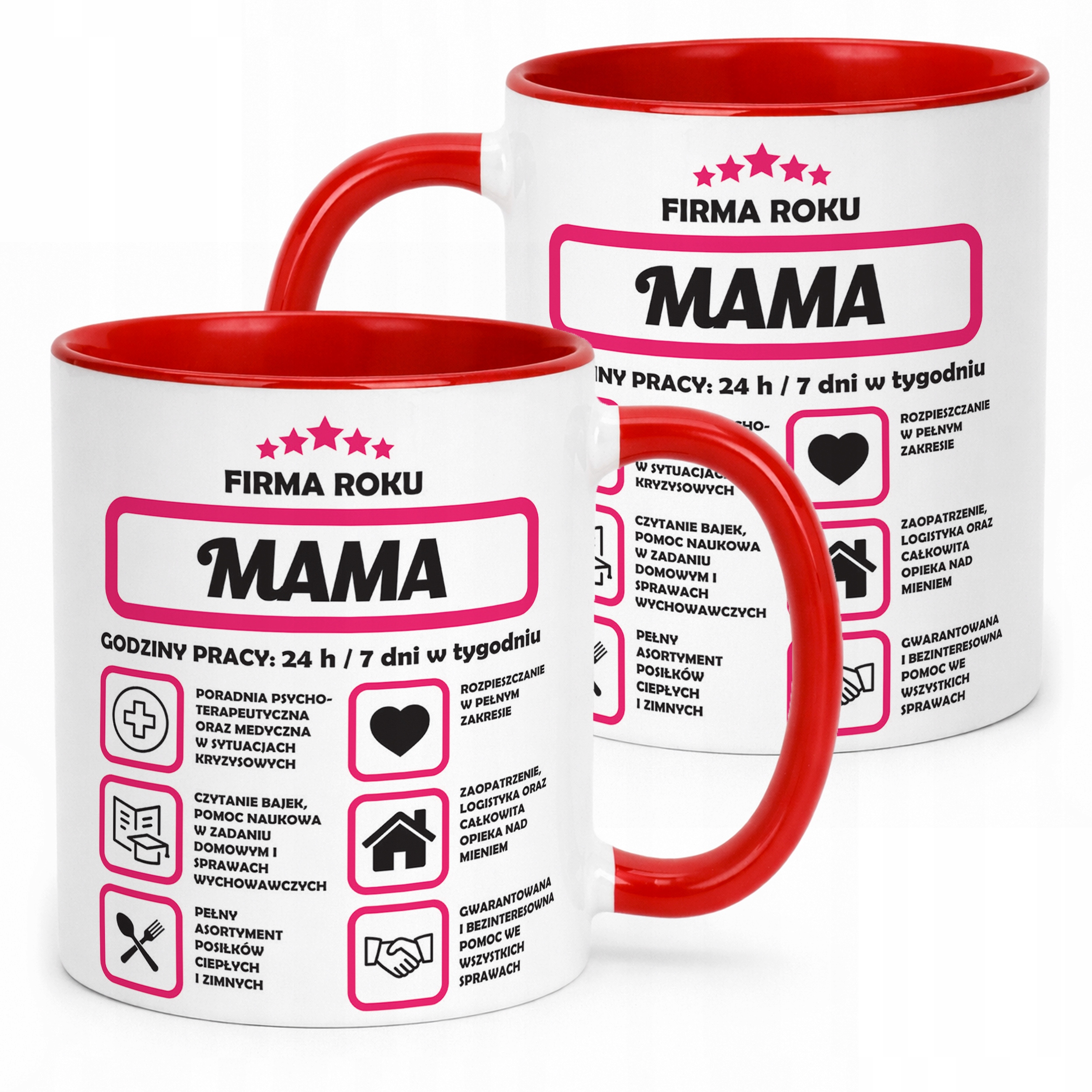 Kubek Czerwony Dzień Matki Dla Mamy Prezent Firma Mama