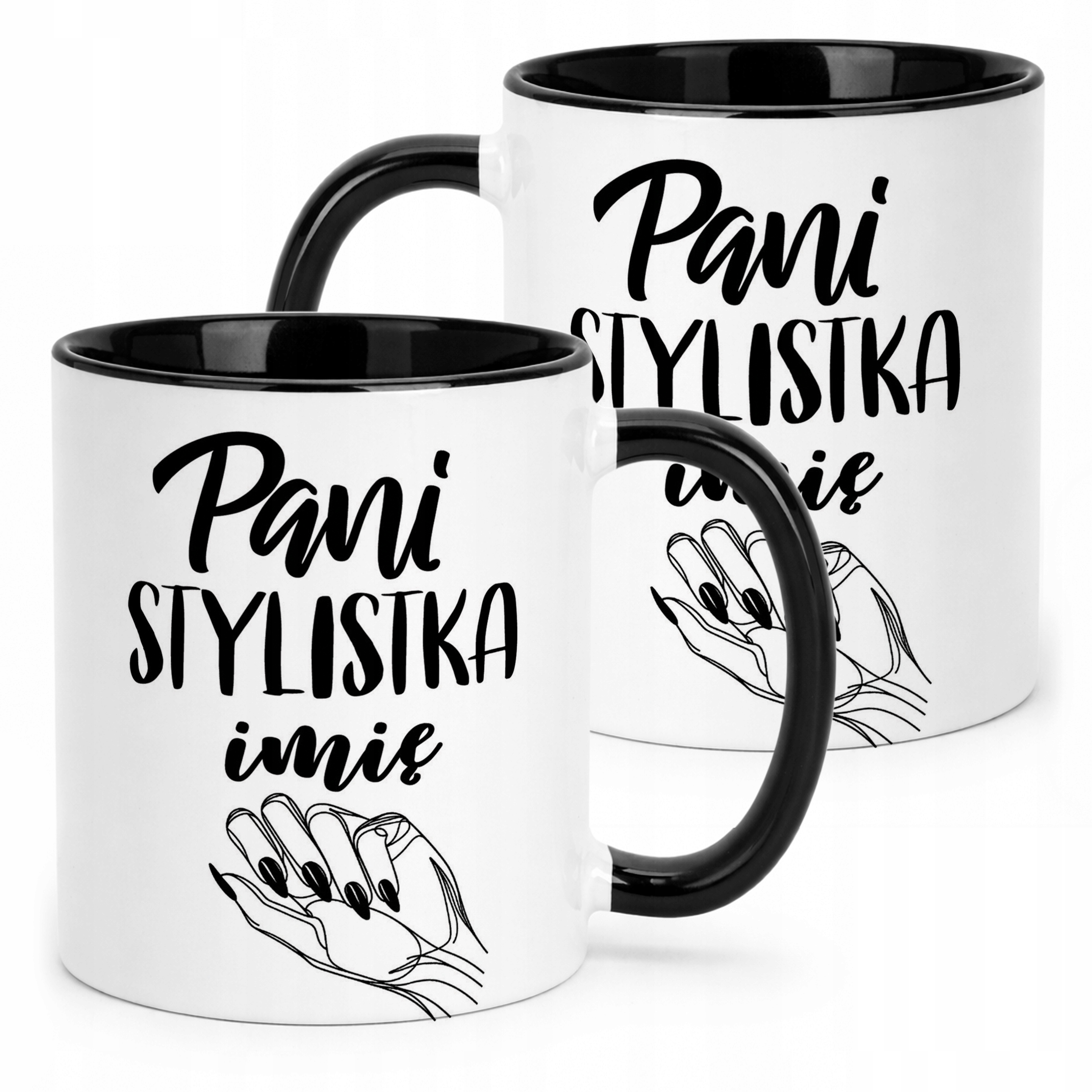 Kubek Czarny Personalizowany Pani Stylistka Dla Stylistki Paznokci