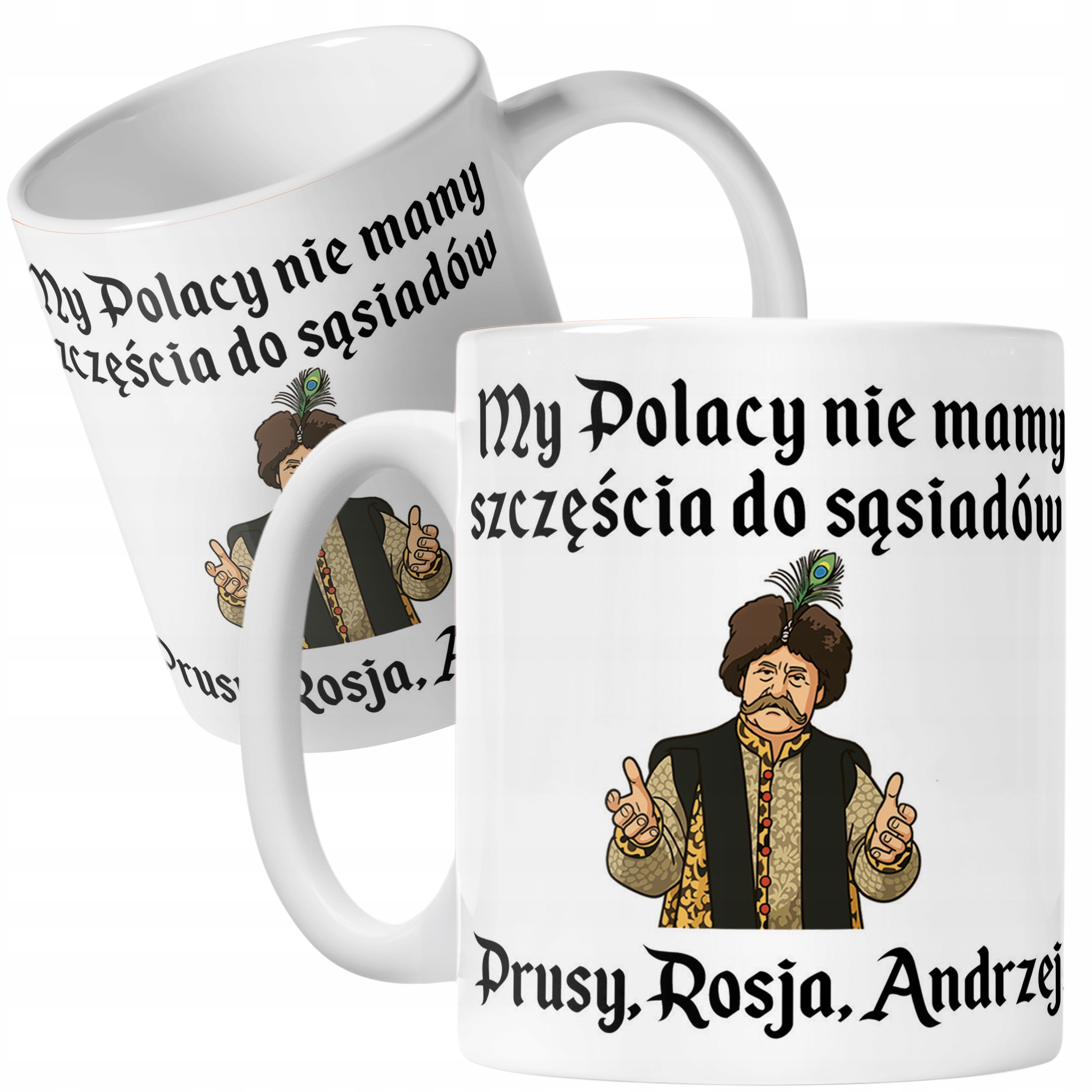 Kubek ceramiczny 1670 Nie Mamy Szczęścia Do Sąsiadów Jan Paweł Prezent