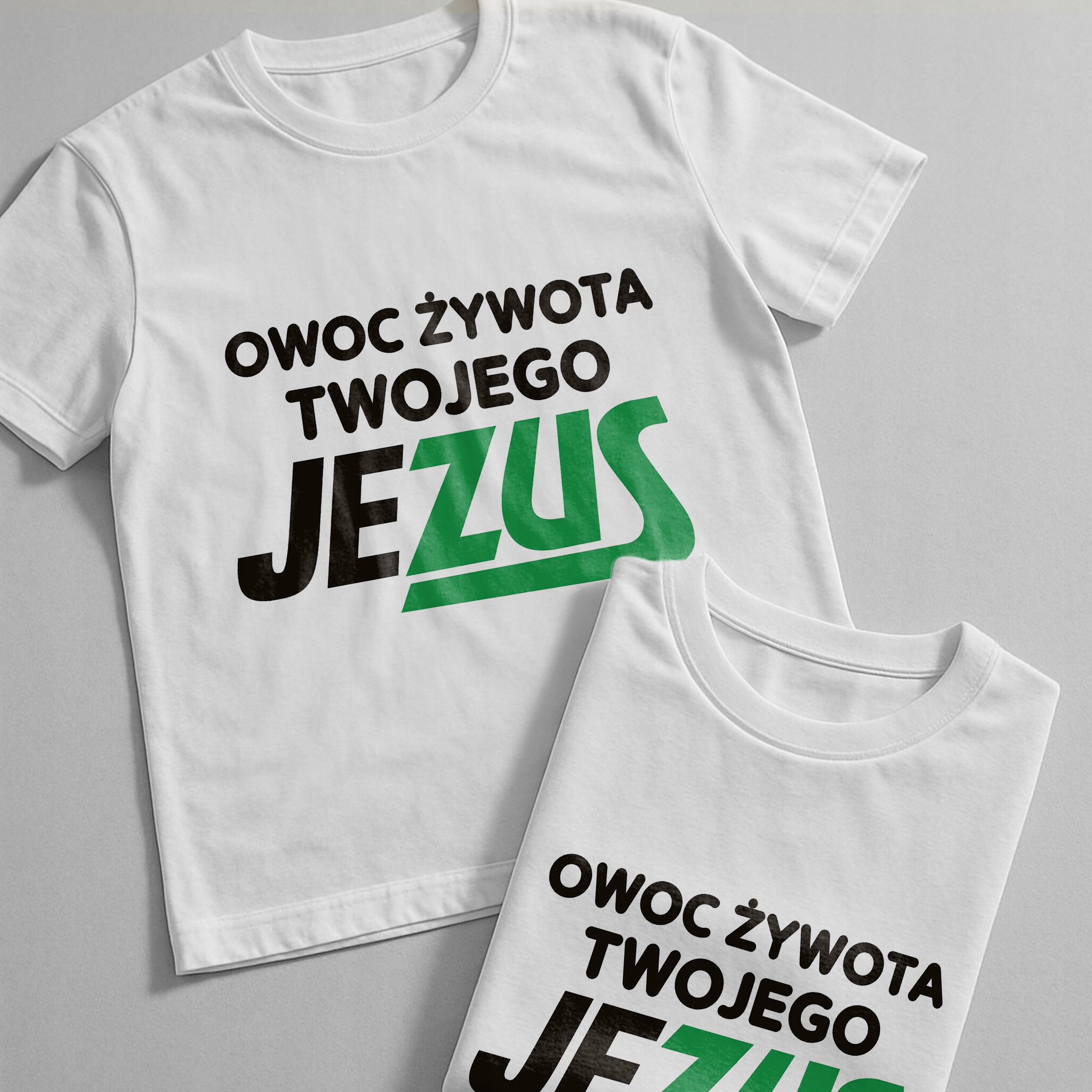 Koszulka biała męska Owoc Żywota Twojego Jezus Zabawny Prezent
