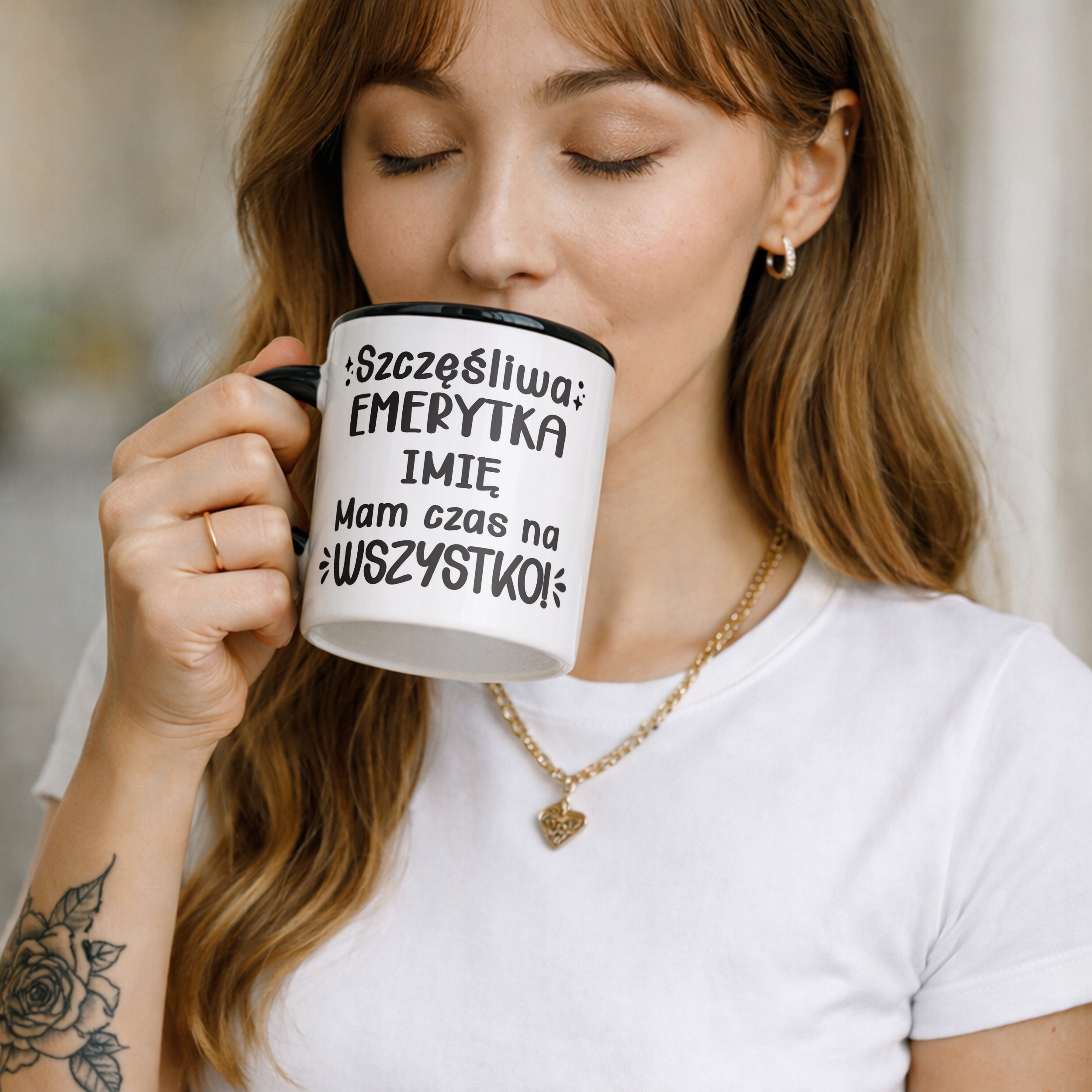 Kubek Czarny Personalizowany z okazji Emerytury Dla Emerytki Prezent