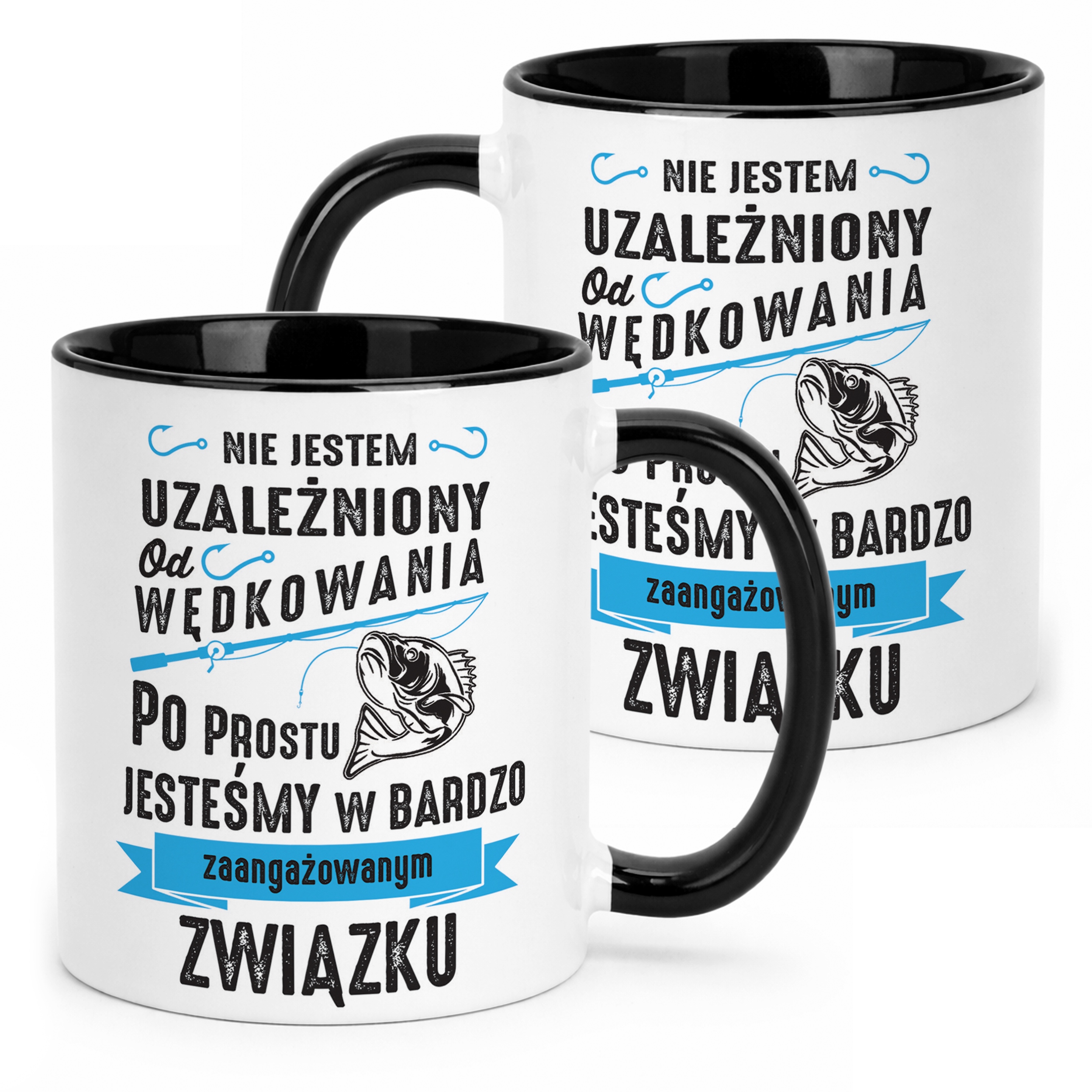 Kubek Czarny Dla Wędkarza Ryby Wędkowanie Prezent Upominek
