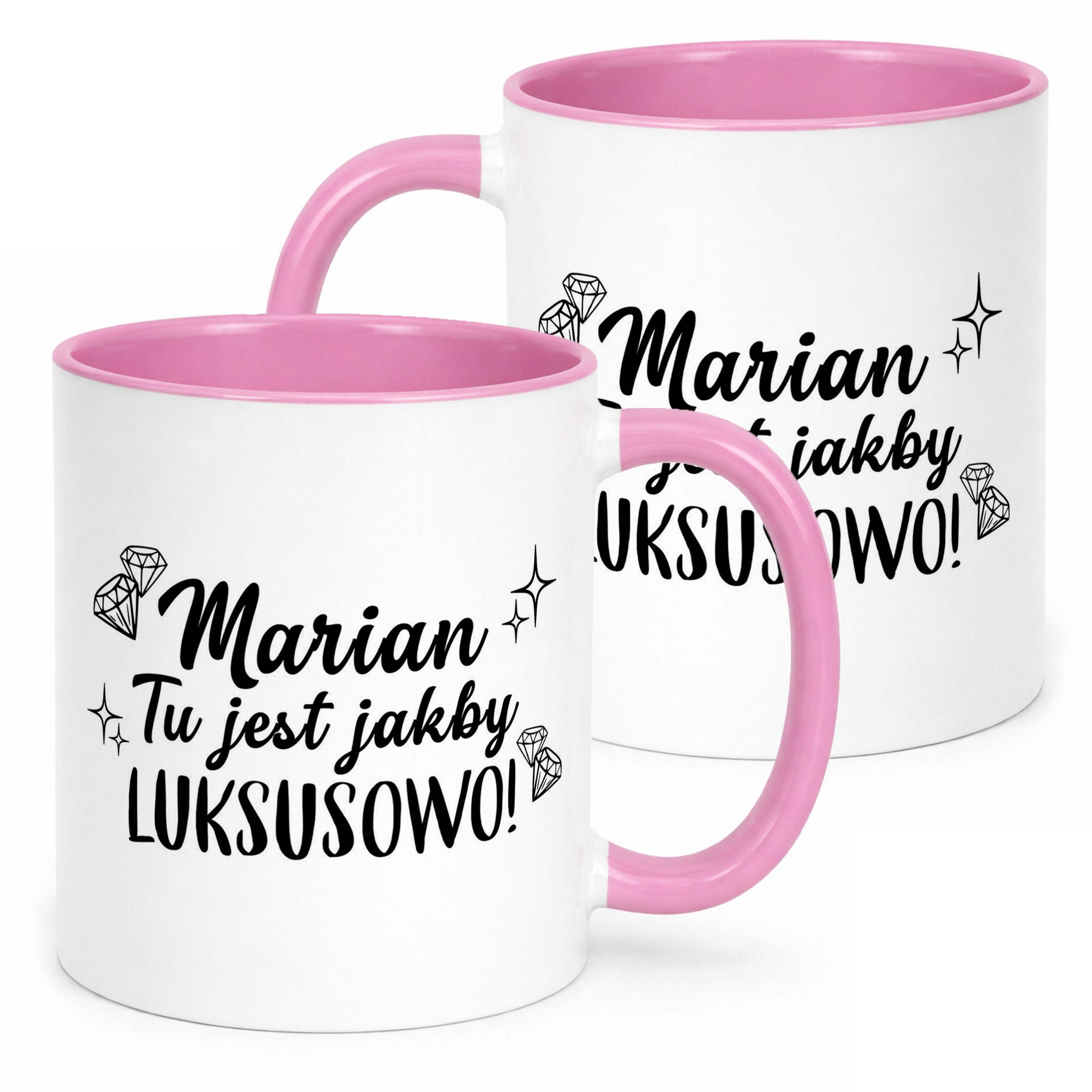 Kubek Różowy Marian Tu Jest Jakby Luksusowo Zabawny Prezent