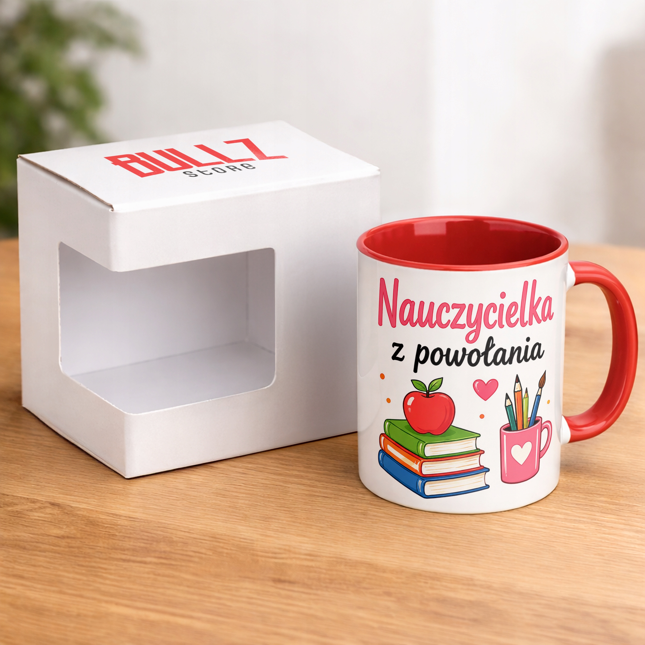 Kubek Czerwony Dzień Nauczyciela Dla Nauczycielki Prezent Upominek