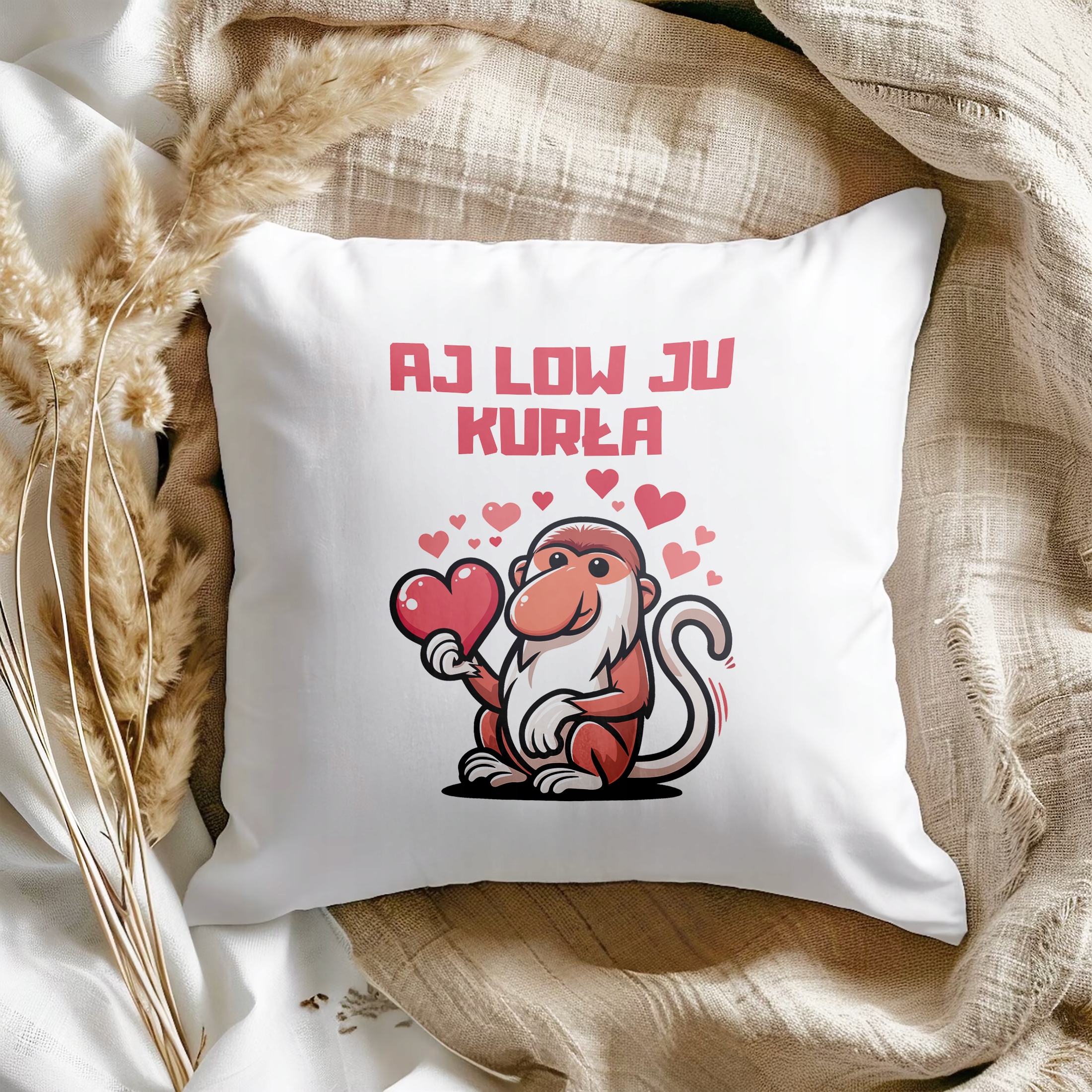 Poduszka Z okazji Walentynek Janusz Aj Low Ju Kurła Prezent Zabawny