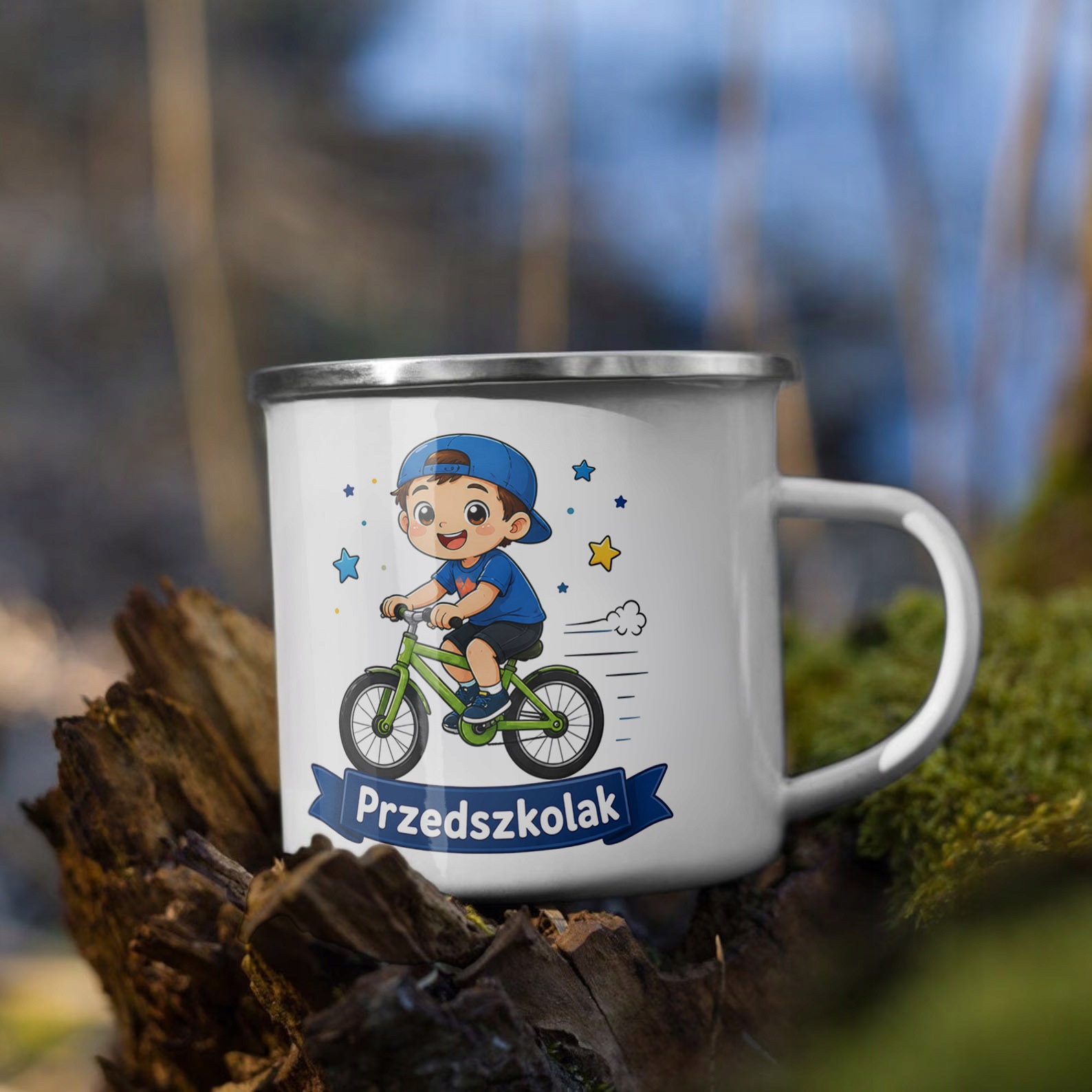 Zestaw Plecak Worek Kubek Emaliowany Z Nadrukiem Przedszkolak Szkoła
