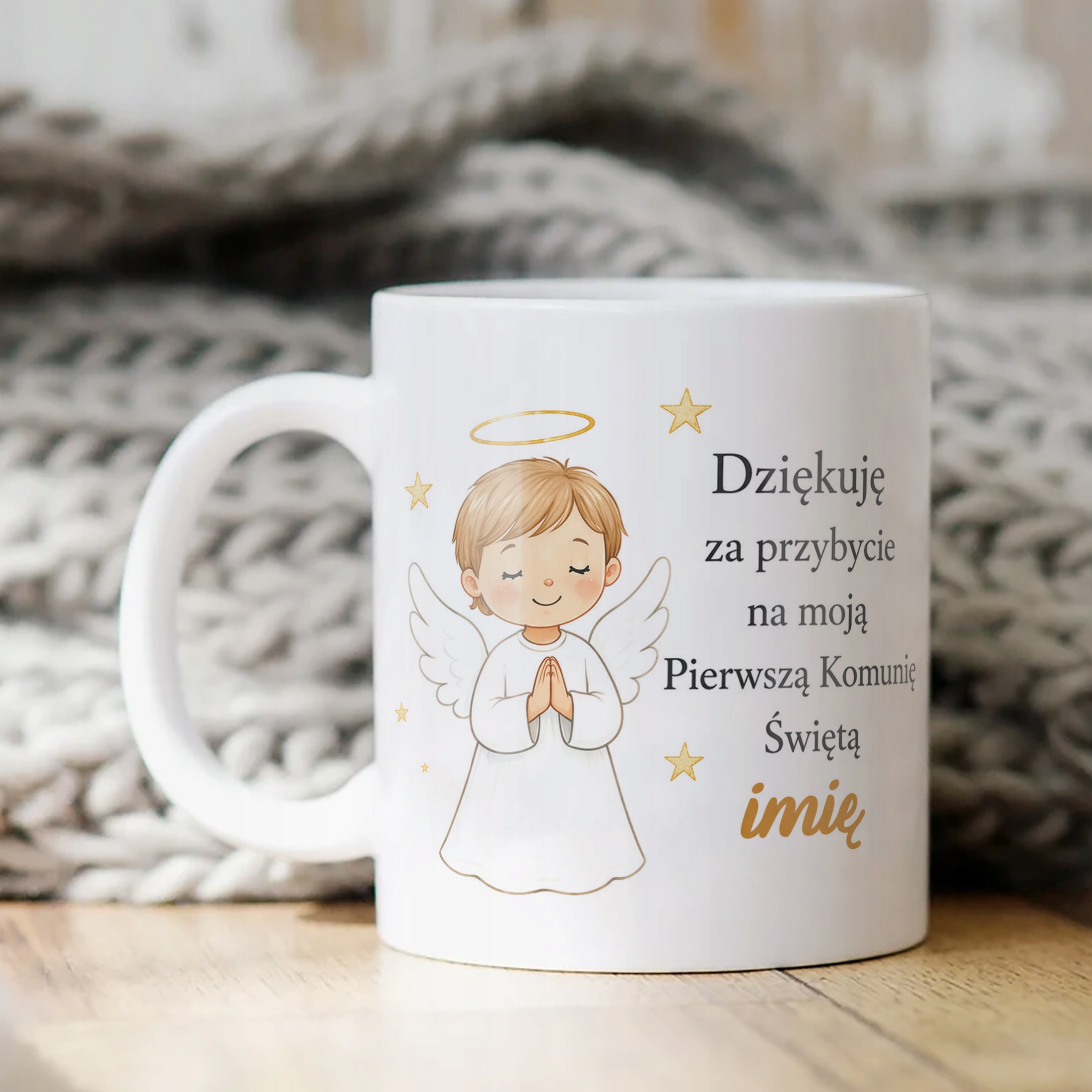 Kubek personalizowany Komunia Święta z imieniem dziecka dla gości