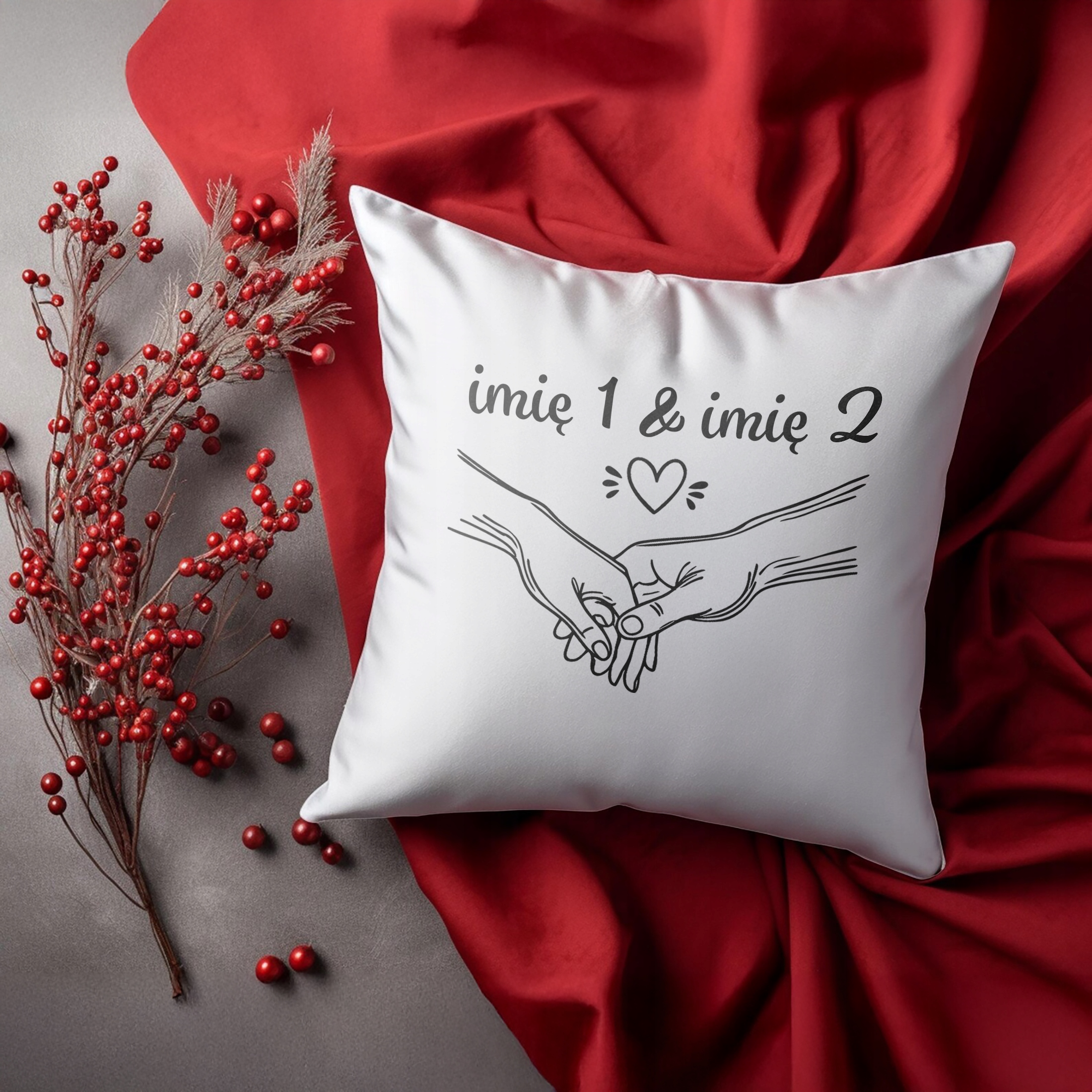 Poduszka 38x38cm Personalizowana na walentynki Z imionami Prezent