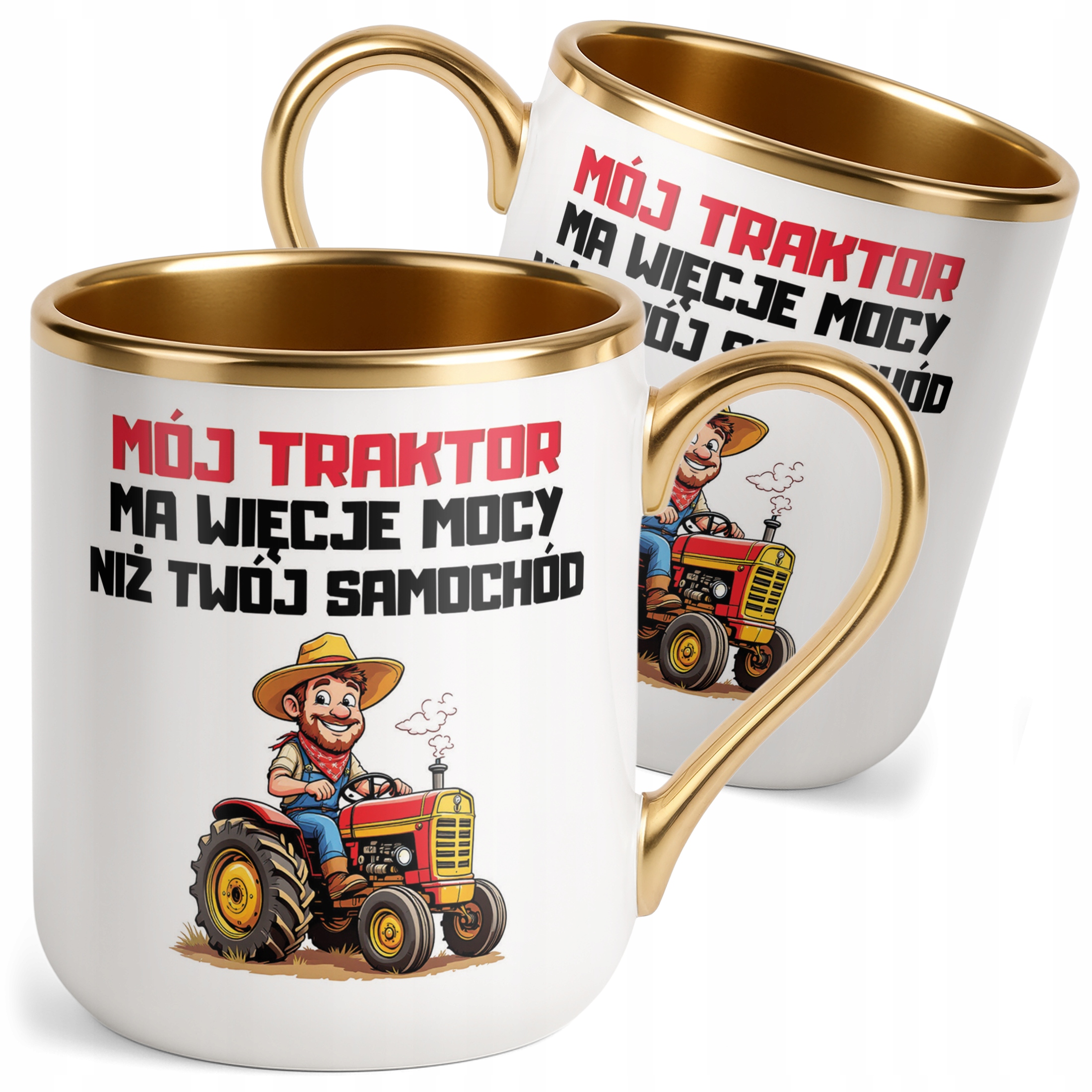 Kubek Premium Złoty Rolnik Dla Rolnika Traktor Zabawny Prezent