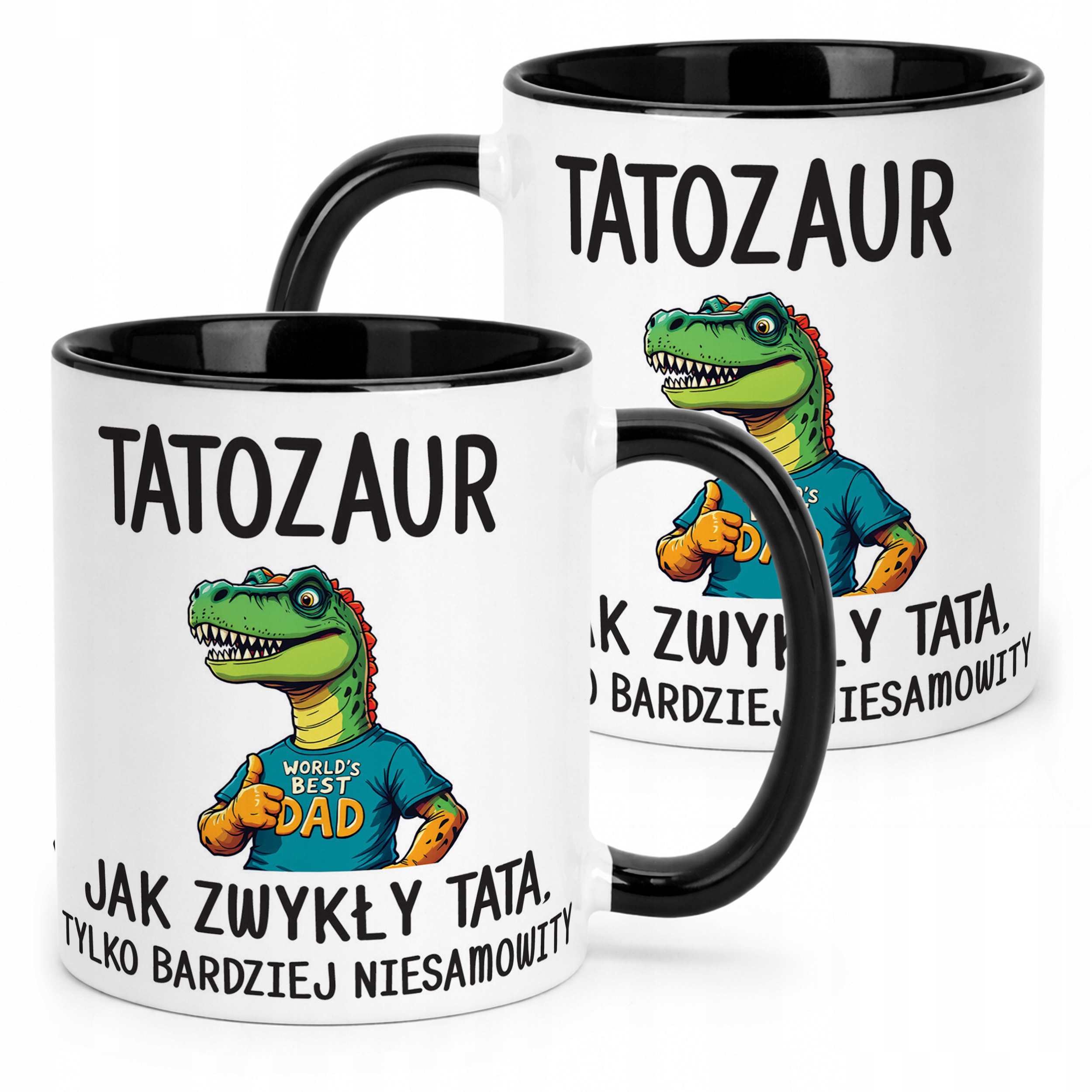 Kubek Czarny Dzień Ojca Tatozaur Prezent Upominek Dla Taty