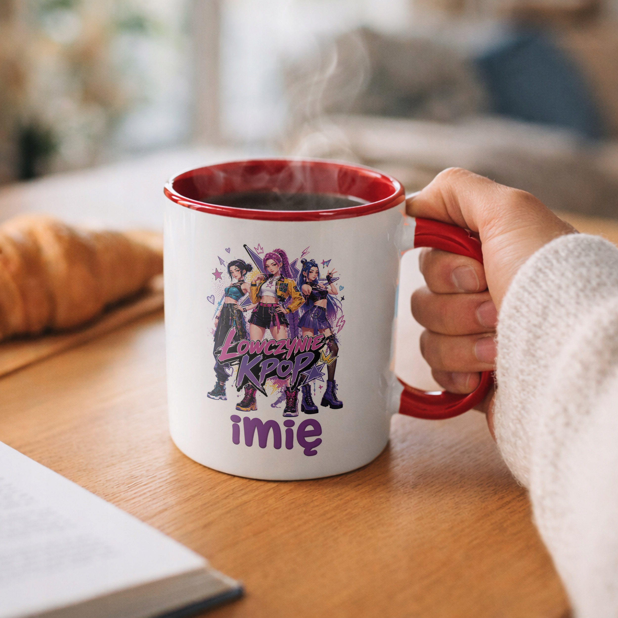 Kubek Czerwony z nadrukiem personalizowany ŁOWCZYNIE KPOP Prezent