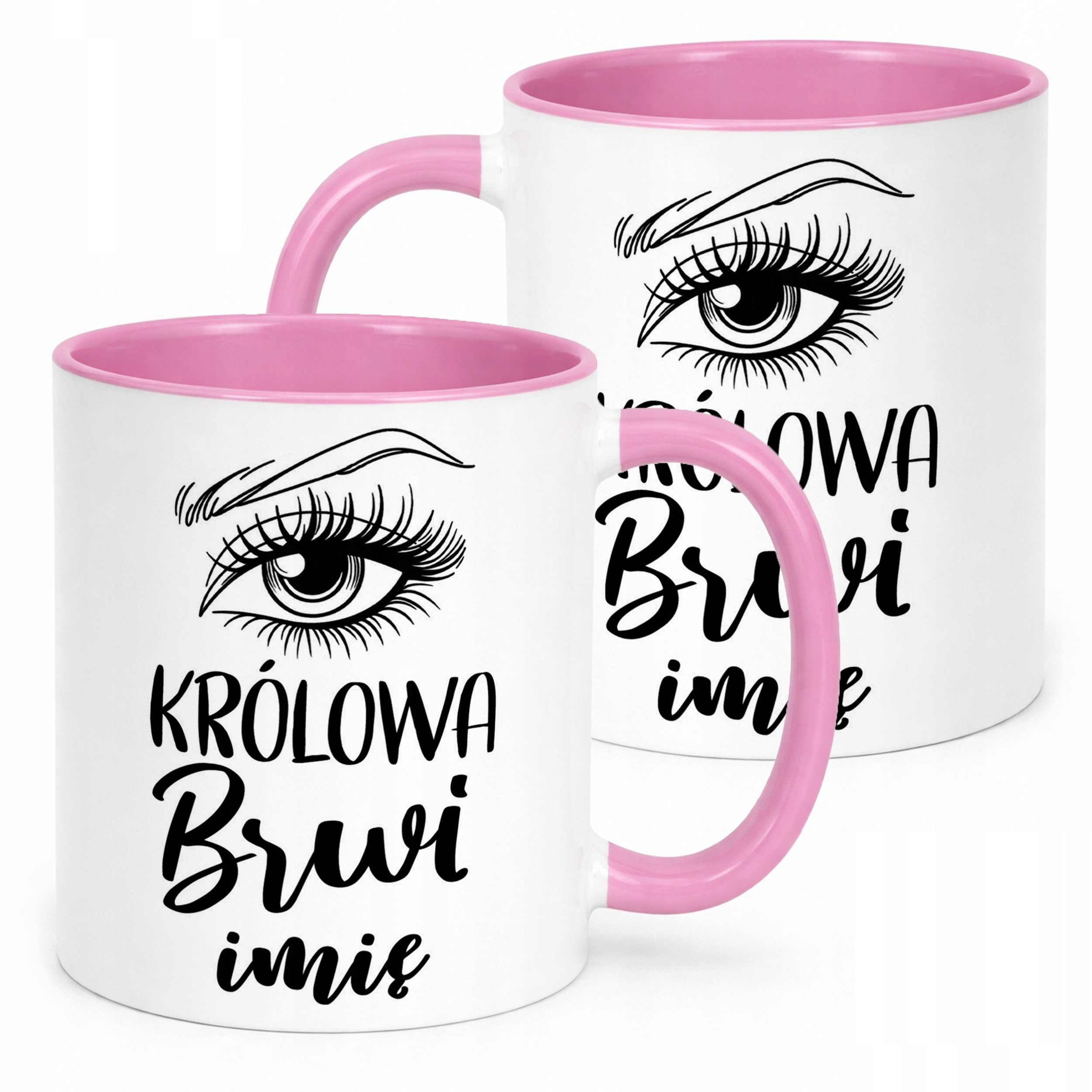 Kubek Różowy Personalizowany Królowa Brwi Dla Stylistki Prezent