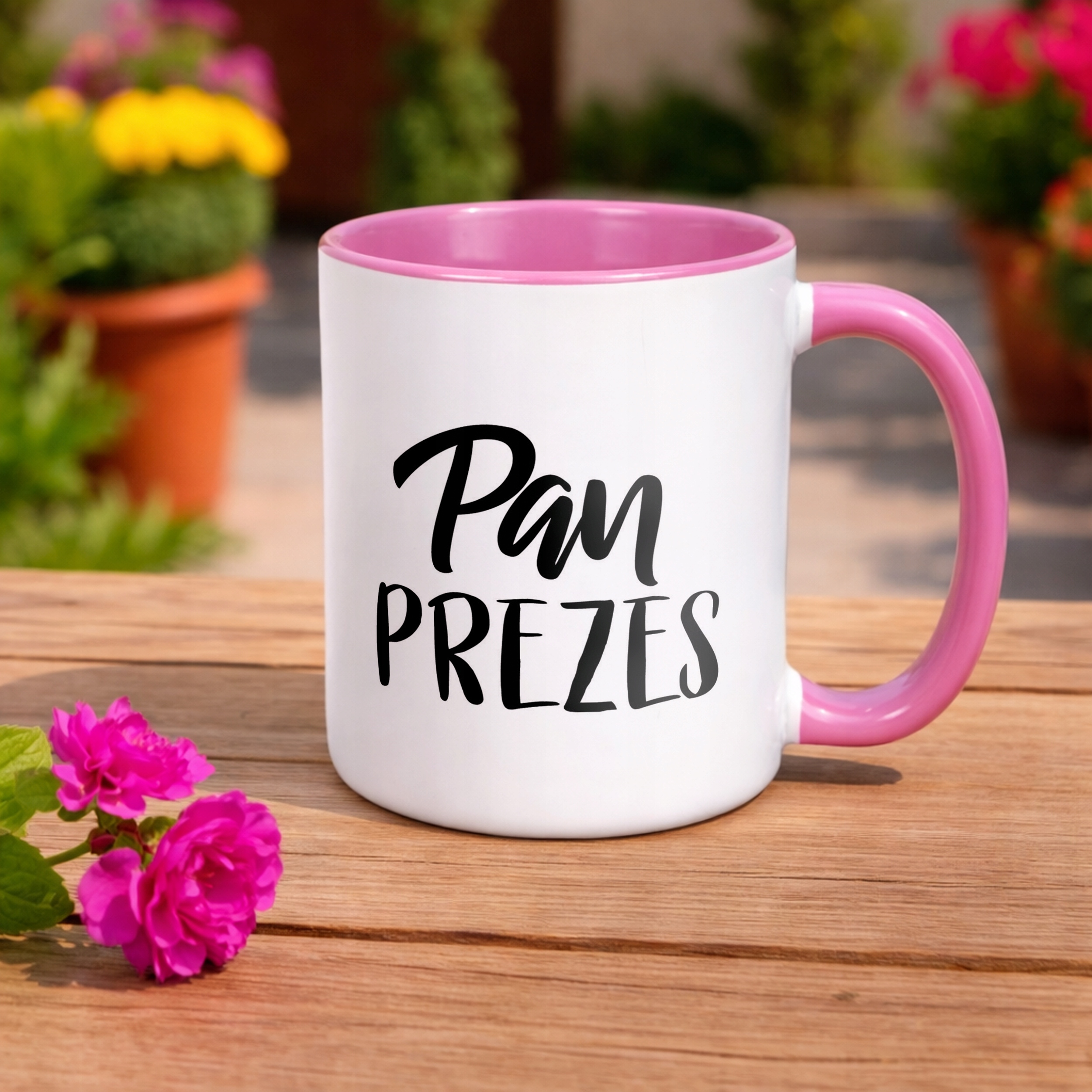 Kubek Różowy Pan Prezes Dla Mężczyzny Praca Prezent
