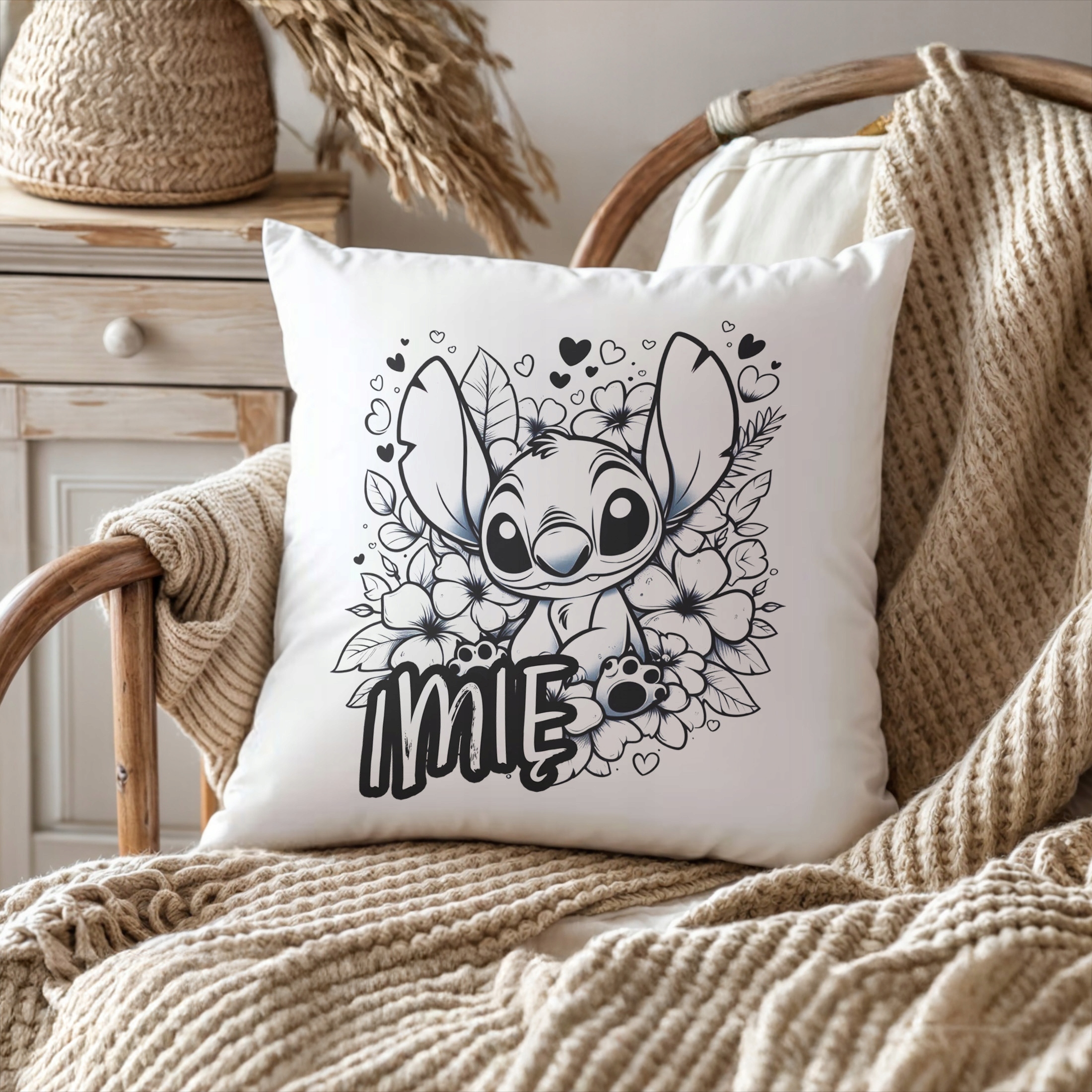 Zestaw Personalizowany Kubek + Poduszka 38×38 cm Dla Fanów Lilo i Sticz