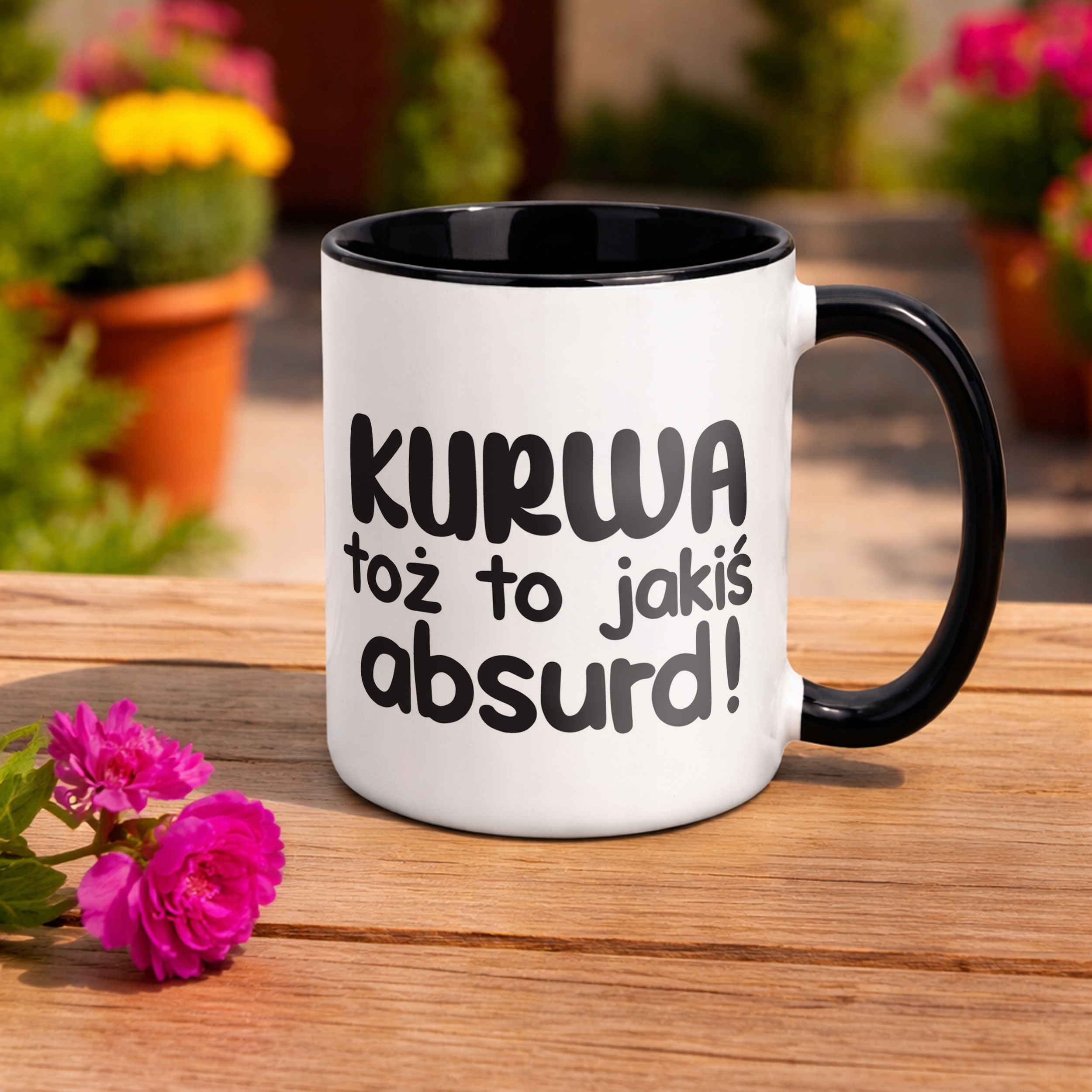 Kubek Czarny K**wa Toż To Jakiś Absurd Śmieszny Zabawny Prezent
