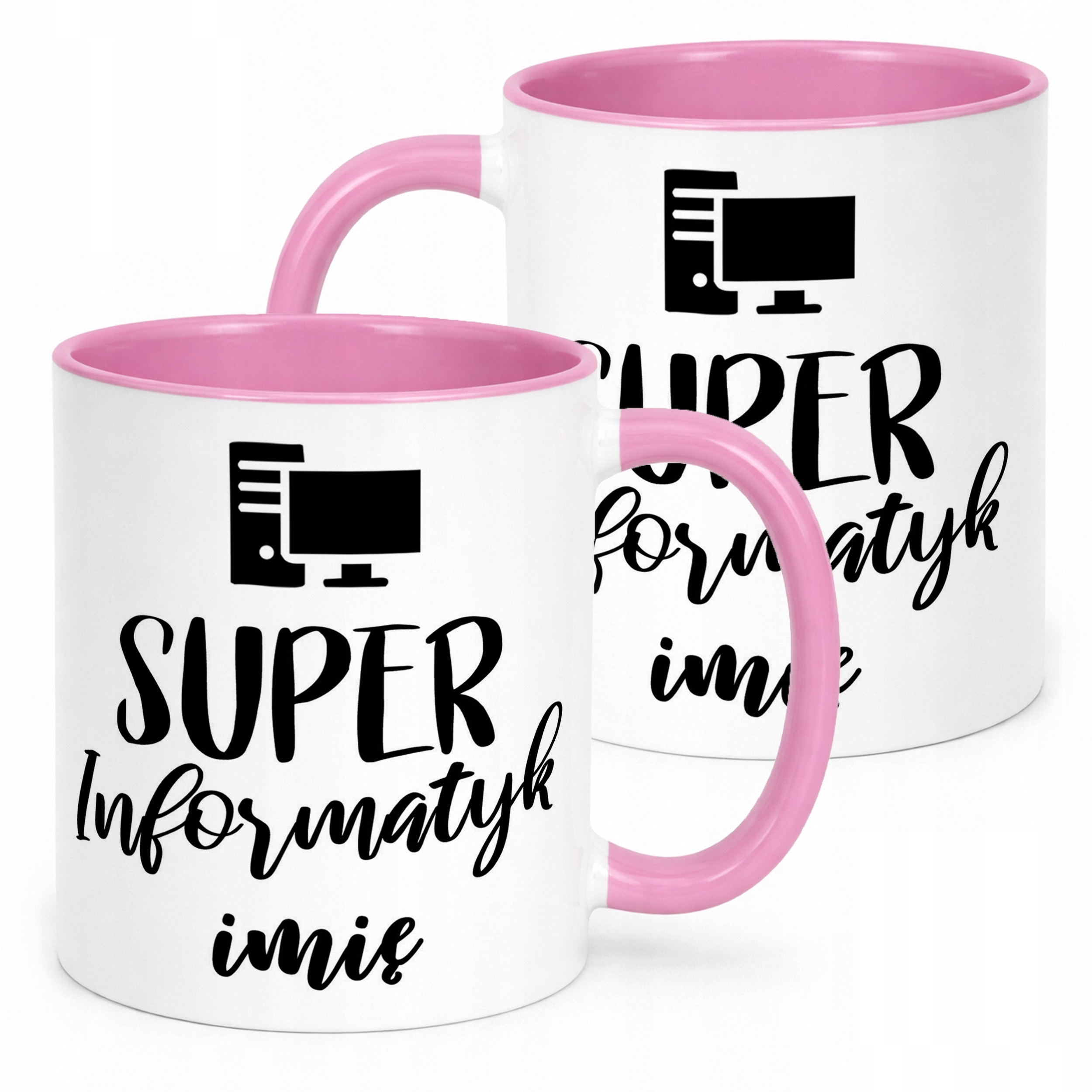 Kubek Różowy Personalizowany Super Informatyk Prezent Upominek
