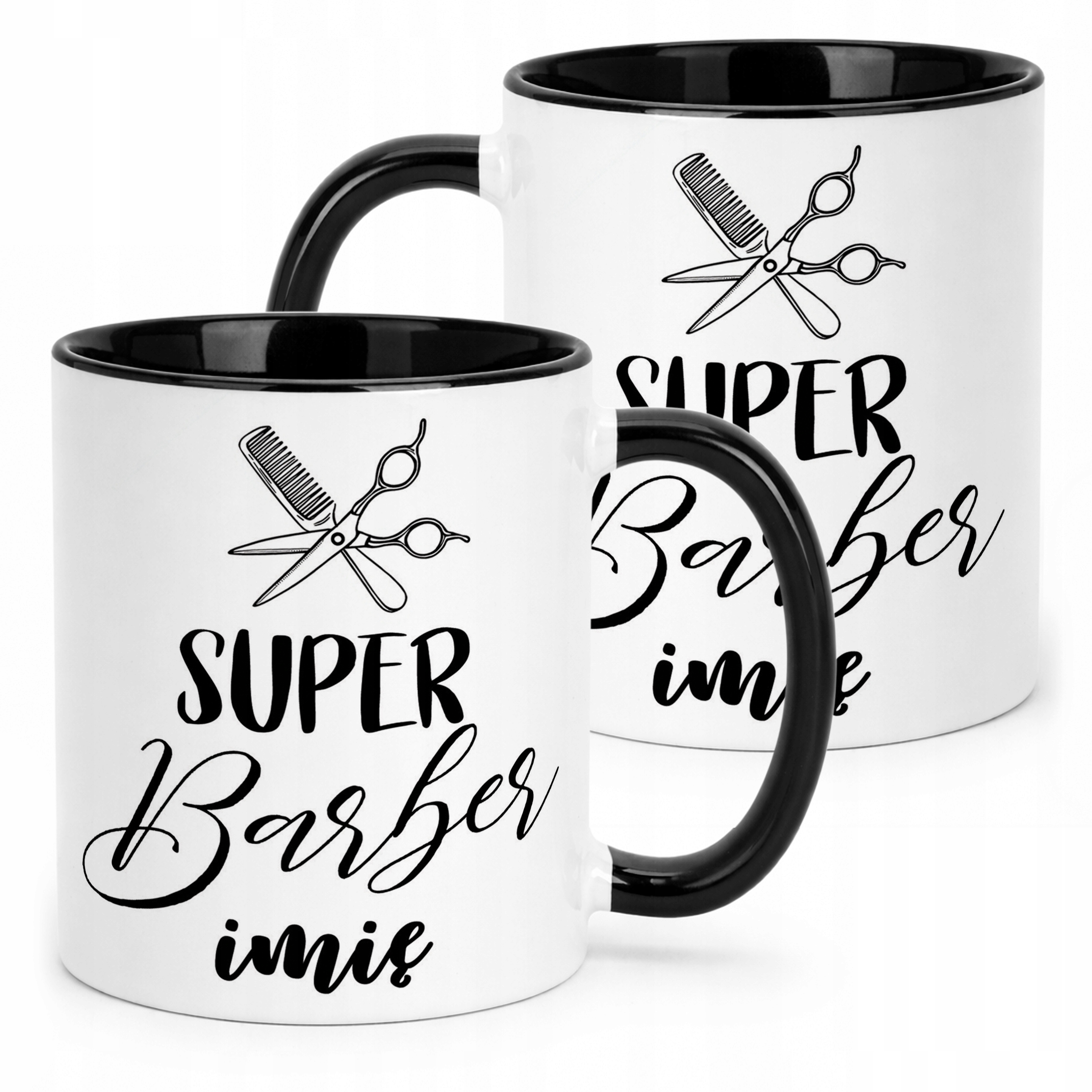 Kubek Czarny Personalizowany Super Barber Dla Barbera Prezent