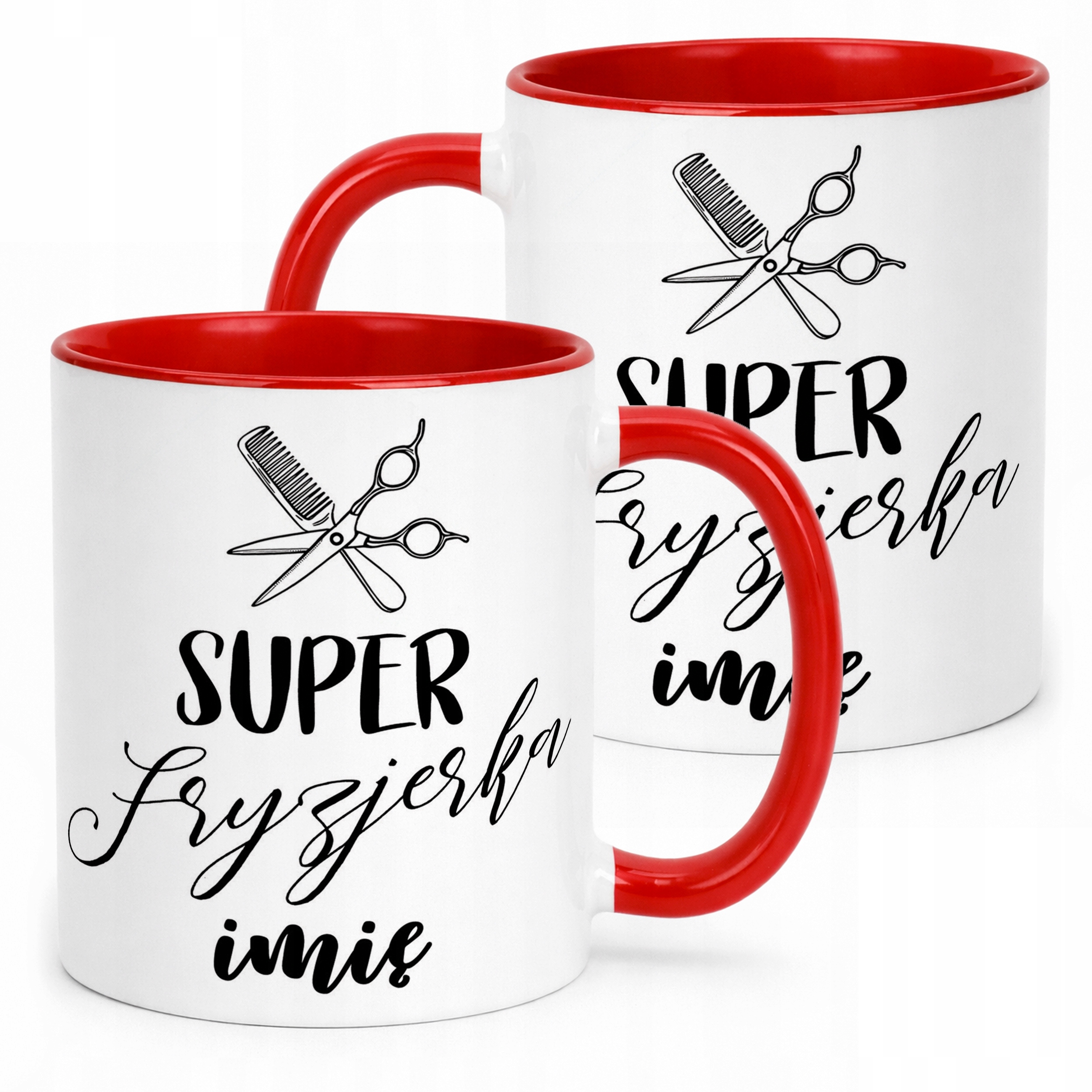 Kubek Czerwony Personalizowany Super Fryzjerka Dla Fryzjerki Prezent