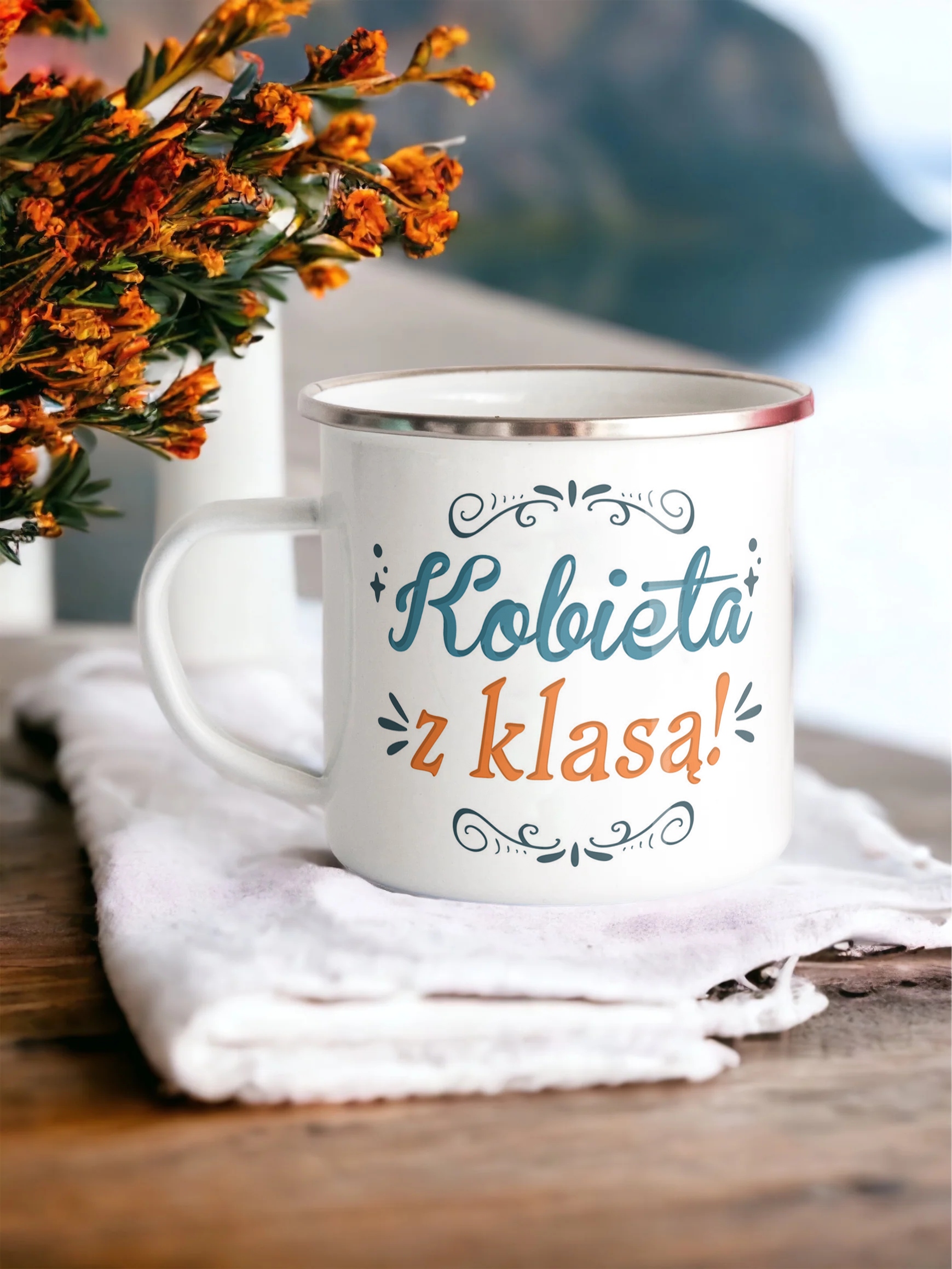 Emaliowany Kubek Garnuszek Dzień Kobiet Dla Kobiety Prezent Upominek