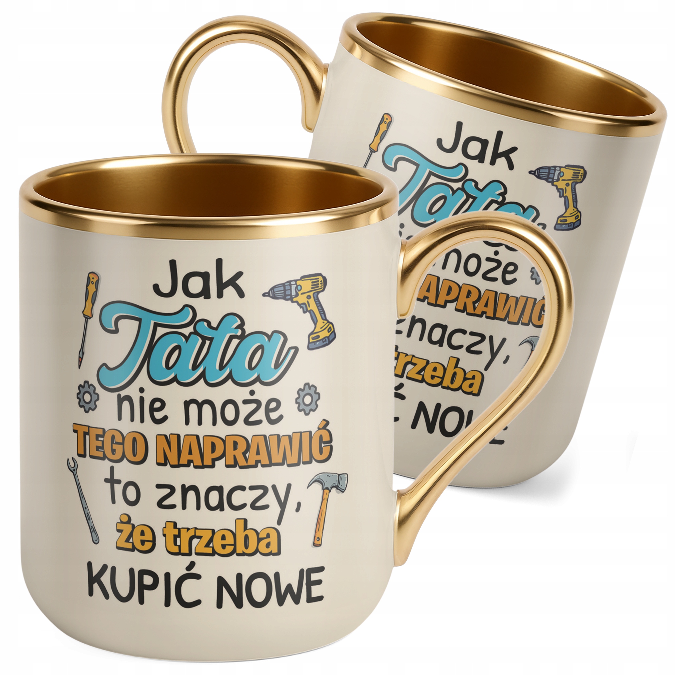 Kubek Premium Złoty Ecru Dzień Ojca Dla Taty Trzeba Kupić Nowe Prezent