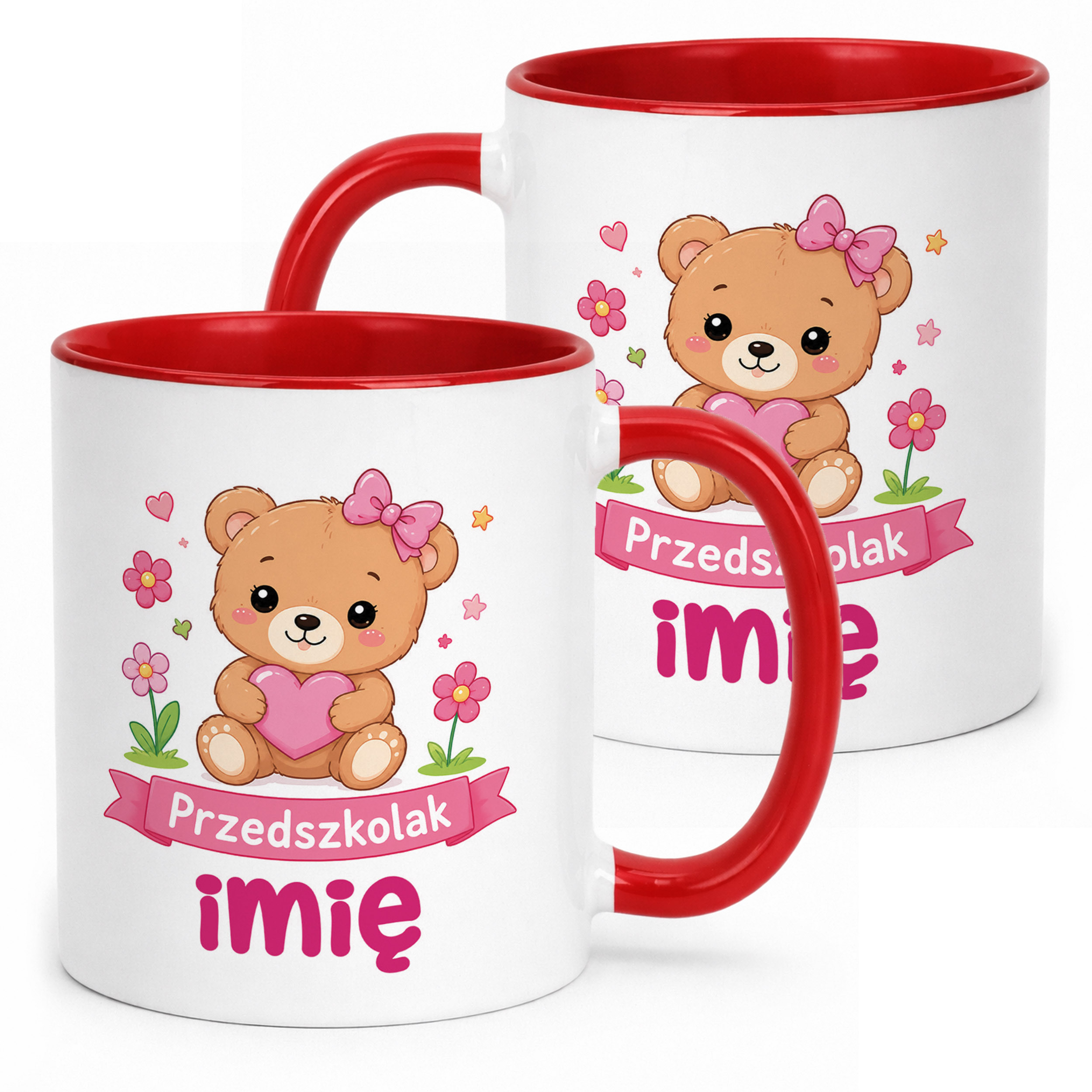 Kubek Czerwony z nadrukiem personalizowany Przedszkolak Szkoła Dla Dzieci