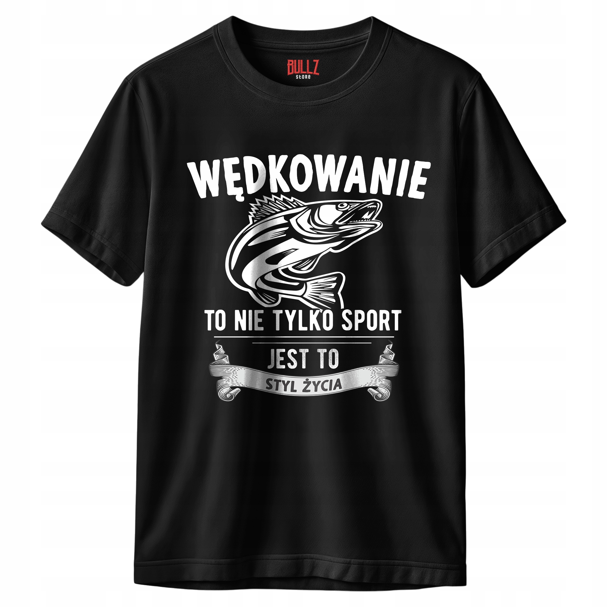 Koszulka czarna męska Dla Wędkarza Wędkowanie Ryby Prezent