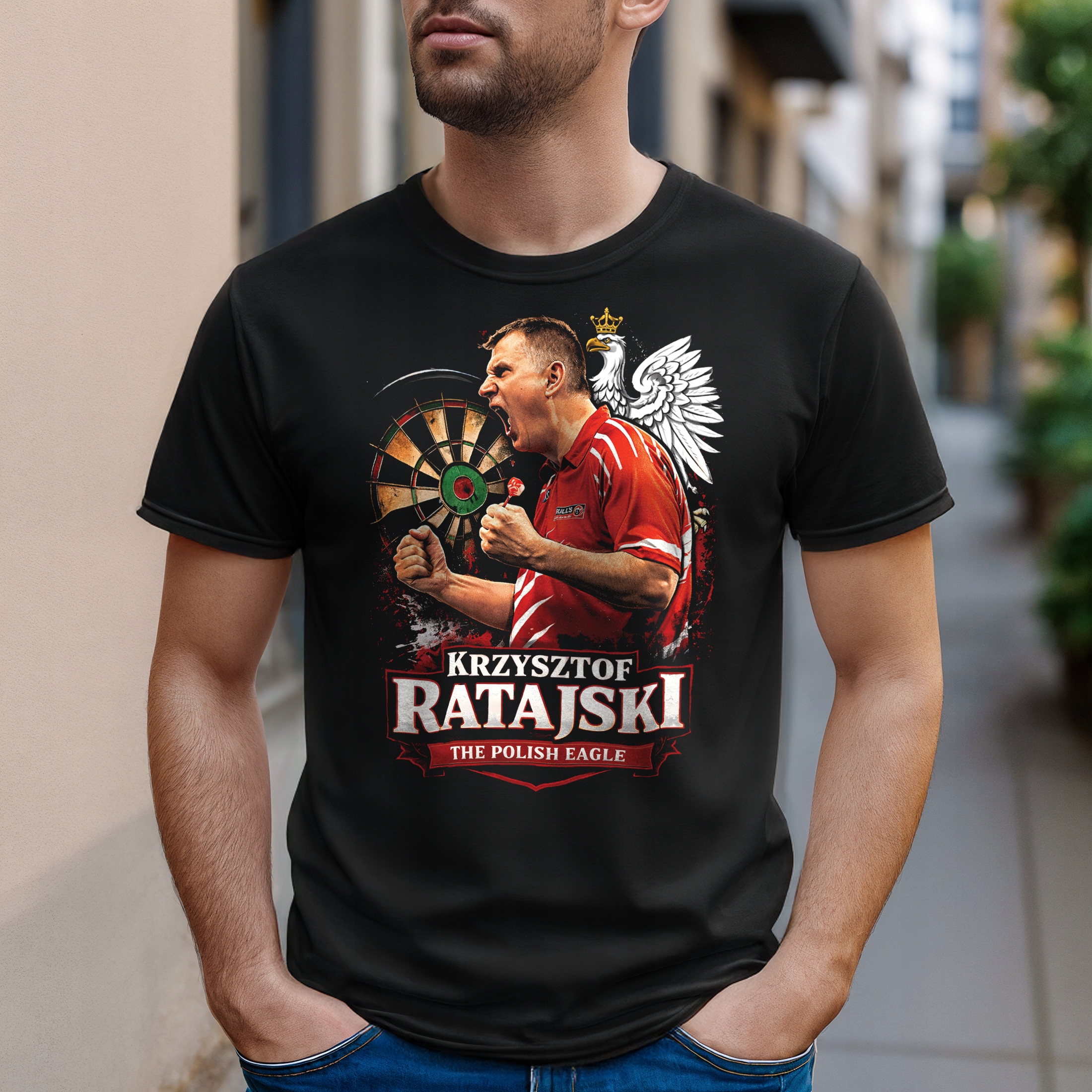 Koszulka czarna męska Krzysztof Ratajski Dart Polish Eagle PDC r. 3XL