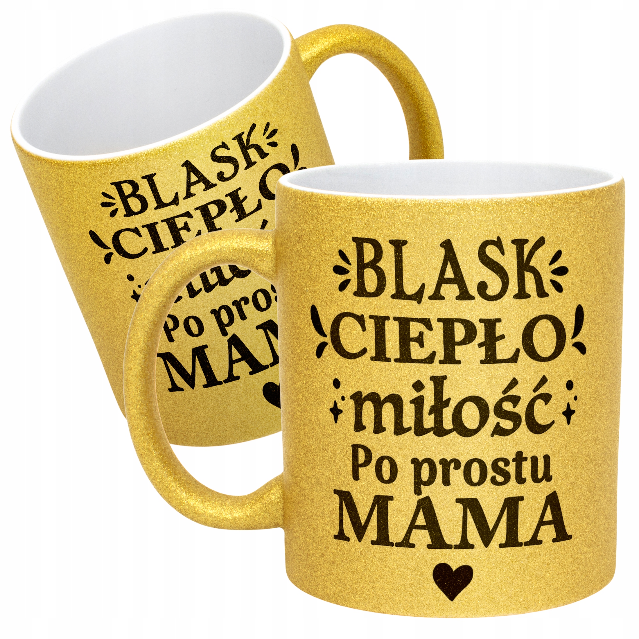 Złoty kubek brokatowy Dzień Matki Dla Mamy Blask Ciepło Miłość