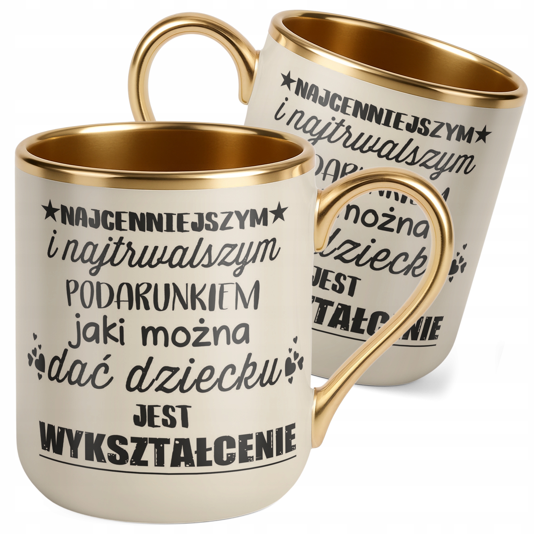 Kubek Premium Złoty Ecru Dzień Nauczyciela Dla Nauczyciela Prezent