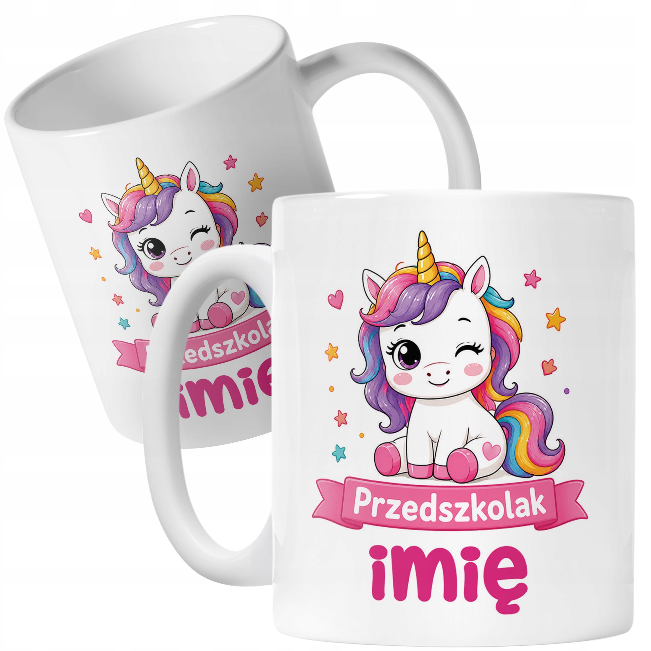 Biały Kubek z nadrukiem personalizowany Przedszkolak Szkoła Dla Dzieci