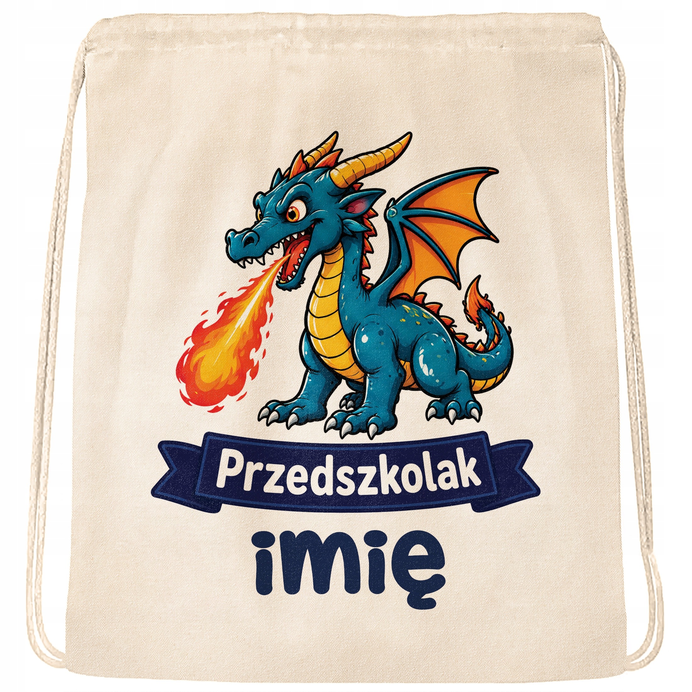 Zestaw Personalizowany Plecak Worek Kubek Różowy Przedszkolak Smok Prezent